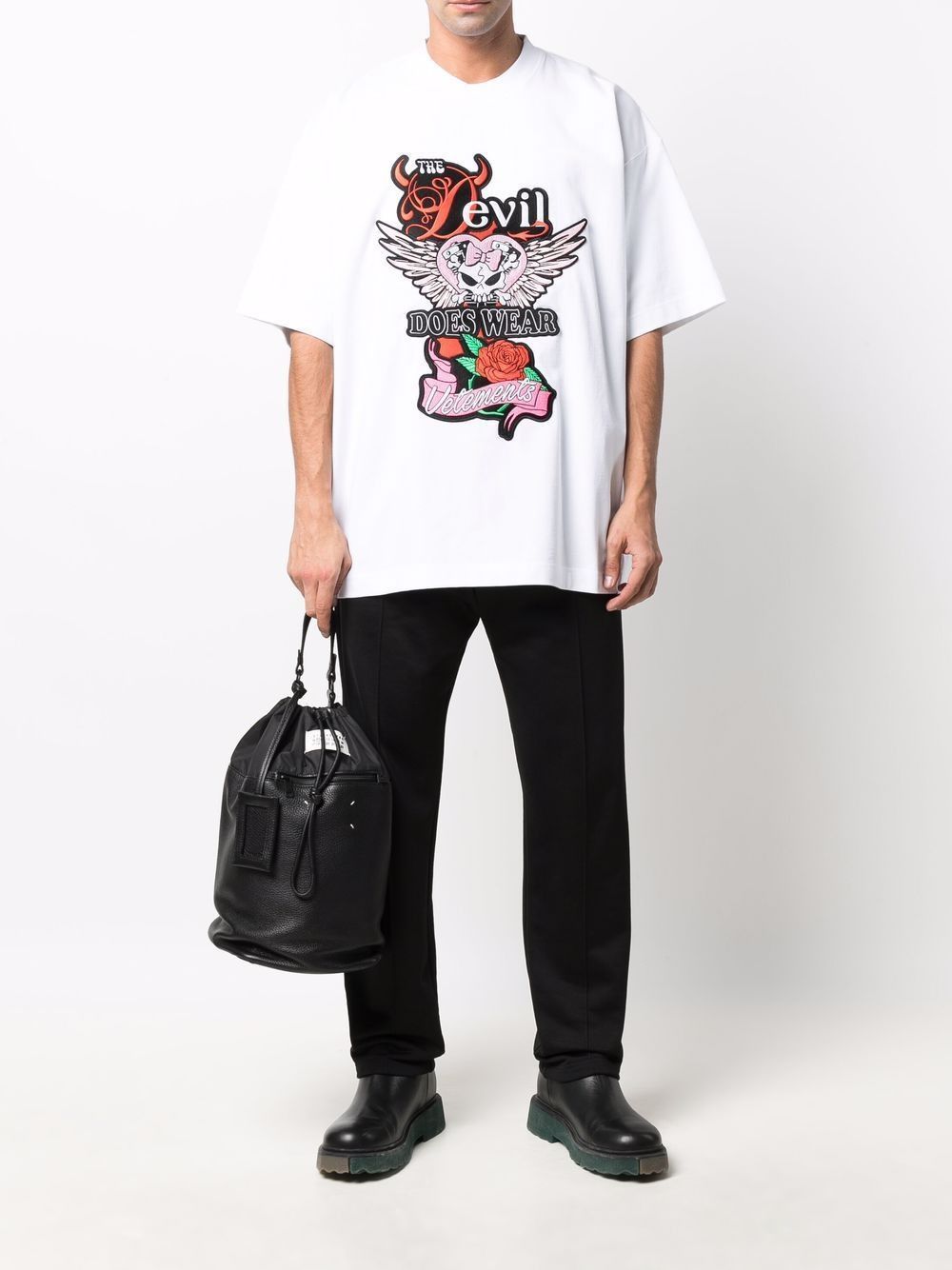 Vetements White Devil Wears Vetements Embroidered Oversized T-Shirt Size US XS / EU 42 / 0 - 2 Thumbnail