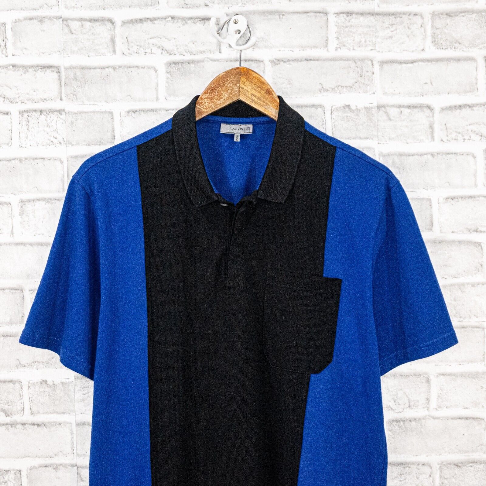 Lanvin LANVIN Paris Short Sleeve Colorblock Polo Shirt Blue Black Size US L / EU 52-54 / 3 - 2 Thumbnail