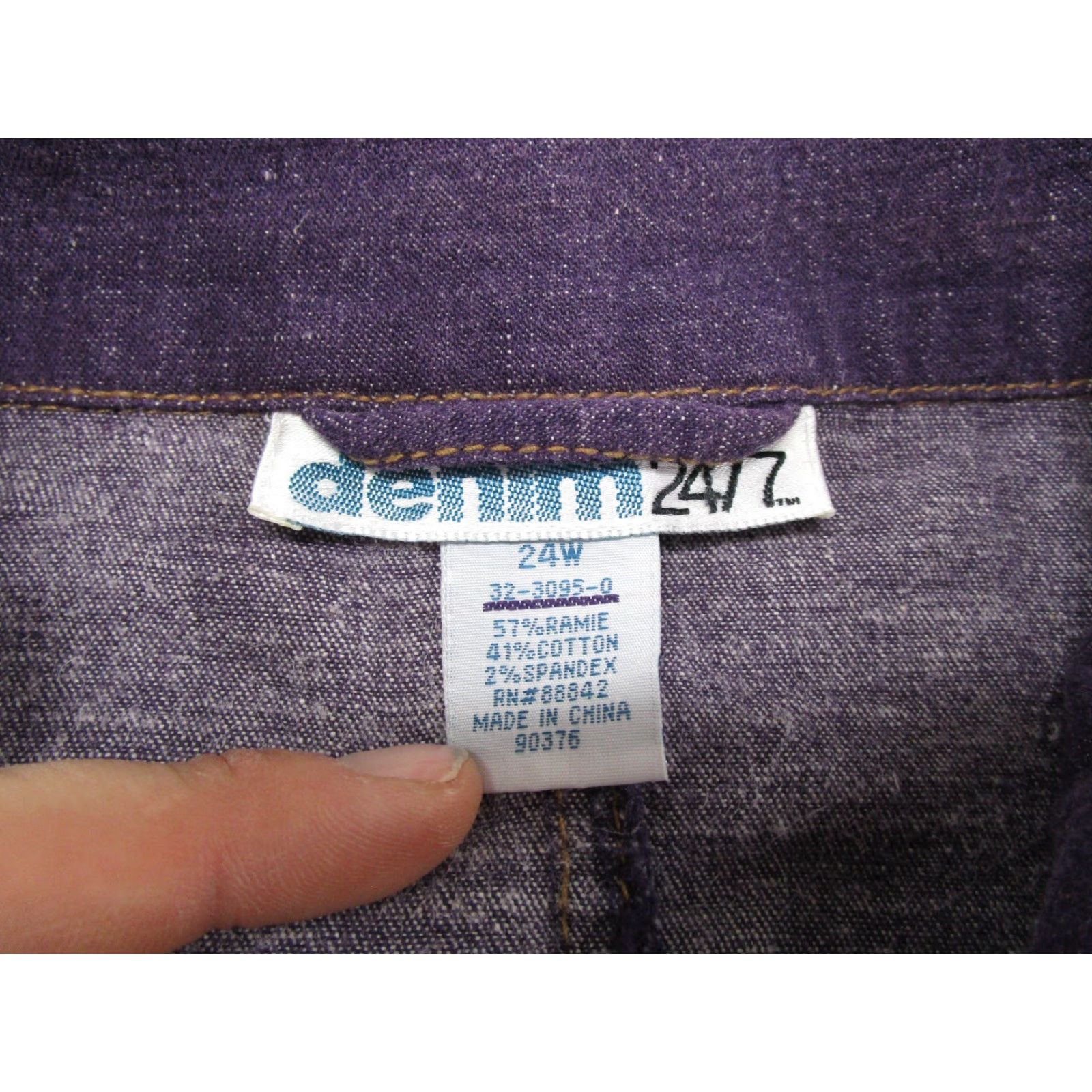 Vintage VINTAGE Denim 24/7 Purple Denim Full Zip Jacket Women's Plus Size 24W Pockets Denim 24/7 Jacket Size 42" / US 20 - 2 Thumbnail