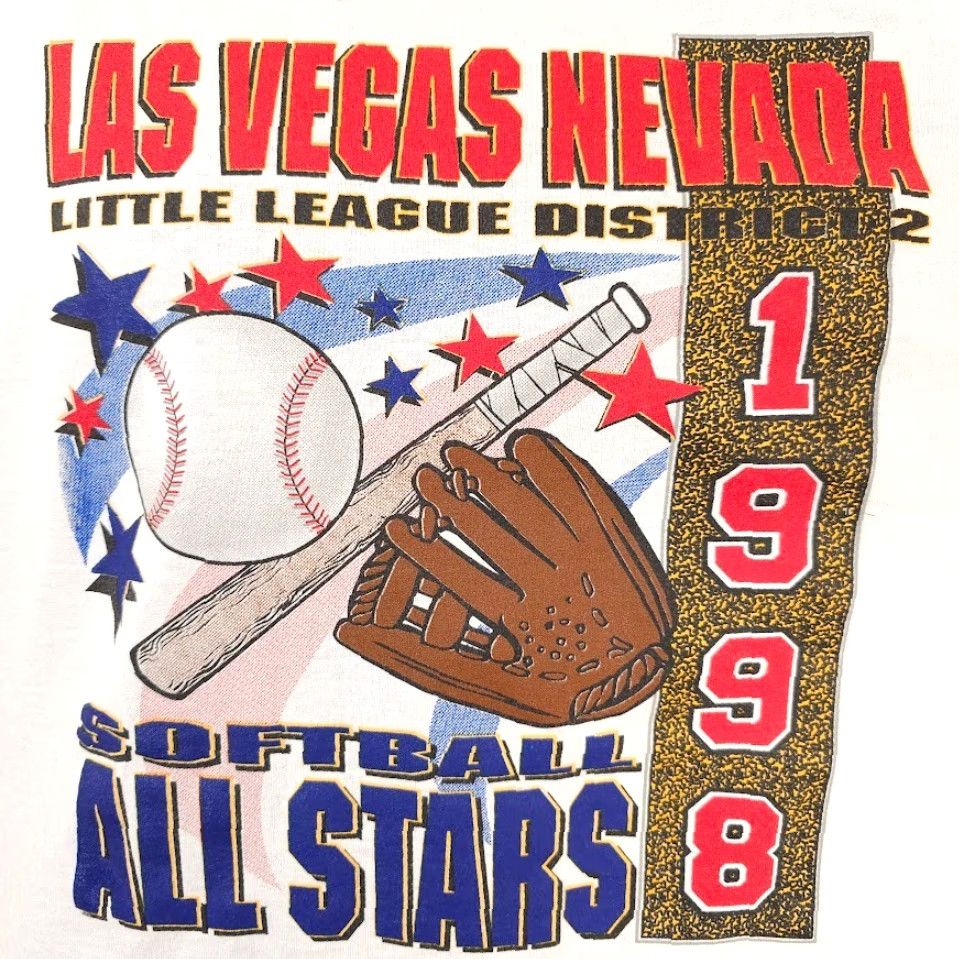 Hanes VINTAGE Hanes T-Shirt Mens Size Large White 1998 Las Vegas Little League Softball All Stars 90s Size US L / EU 52-54 / 3 - 3 Thumbnail