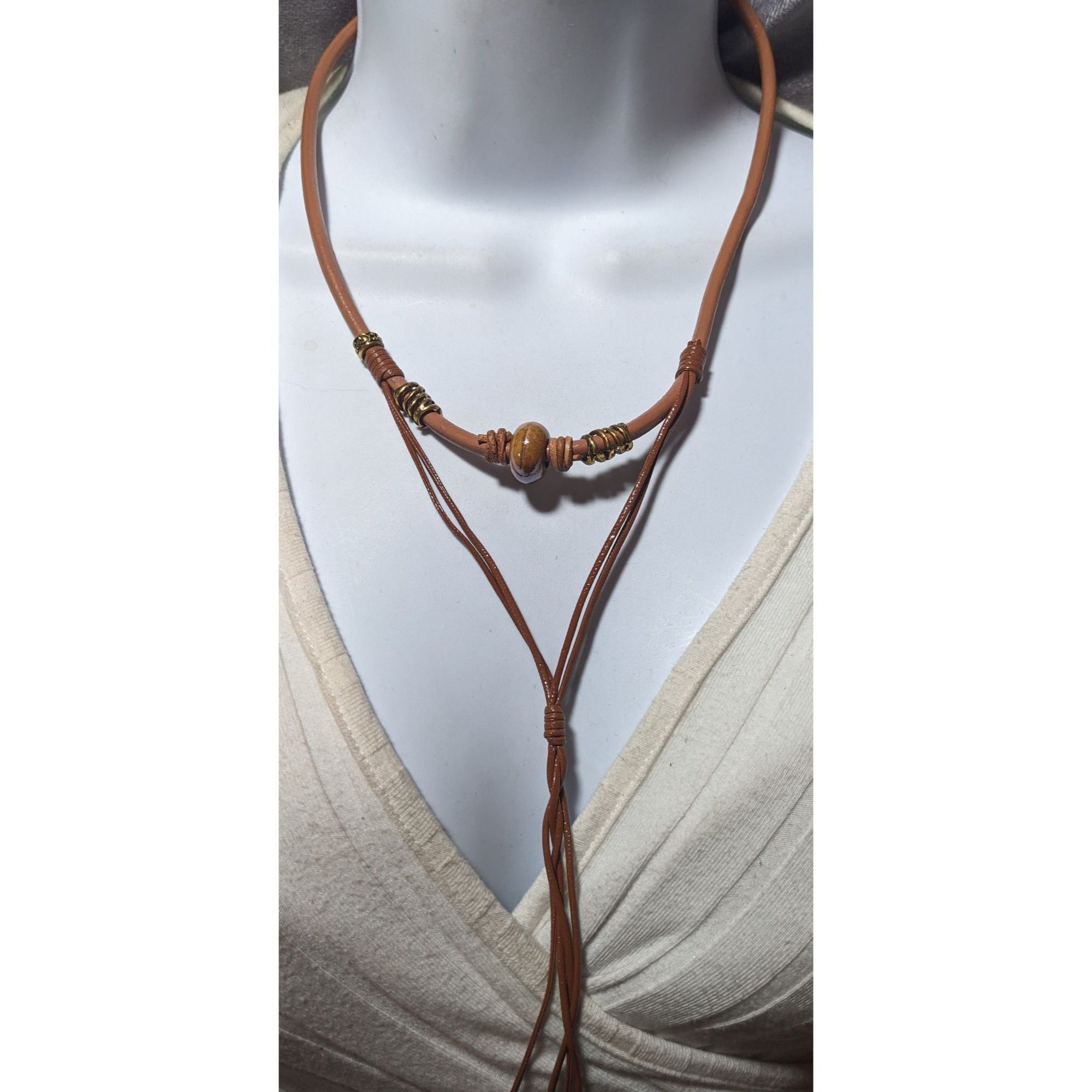 Other Retro Bohemian Faux Leather Multilayer Charm Necklace Size ONE SIZE - 7 Thumbnail