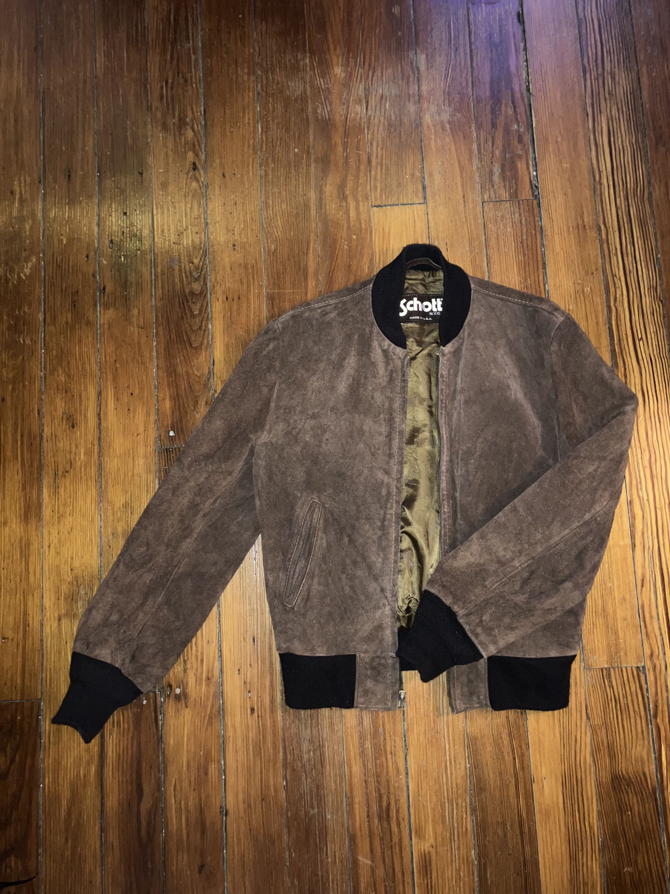 Schott Vintage Suede Schott Bomber Size US S / EU 44-46 / 1 - 1 Thumbnail