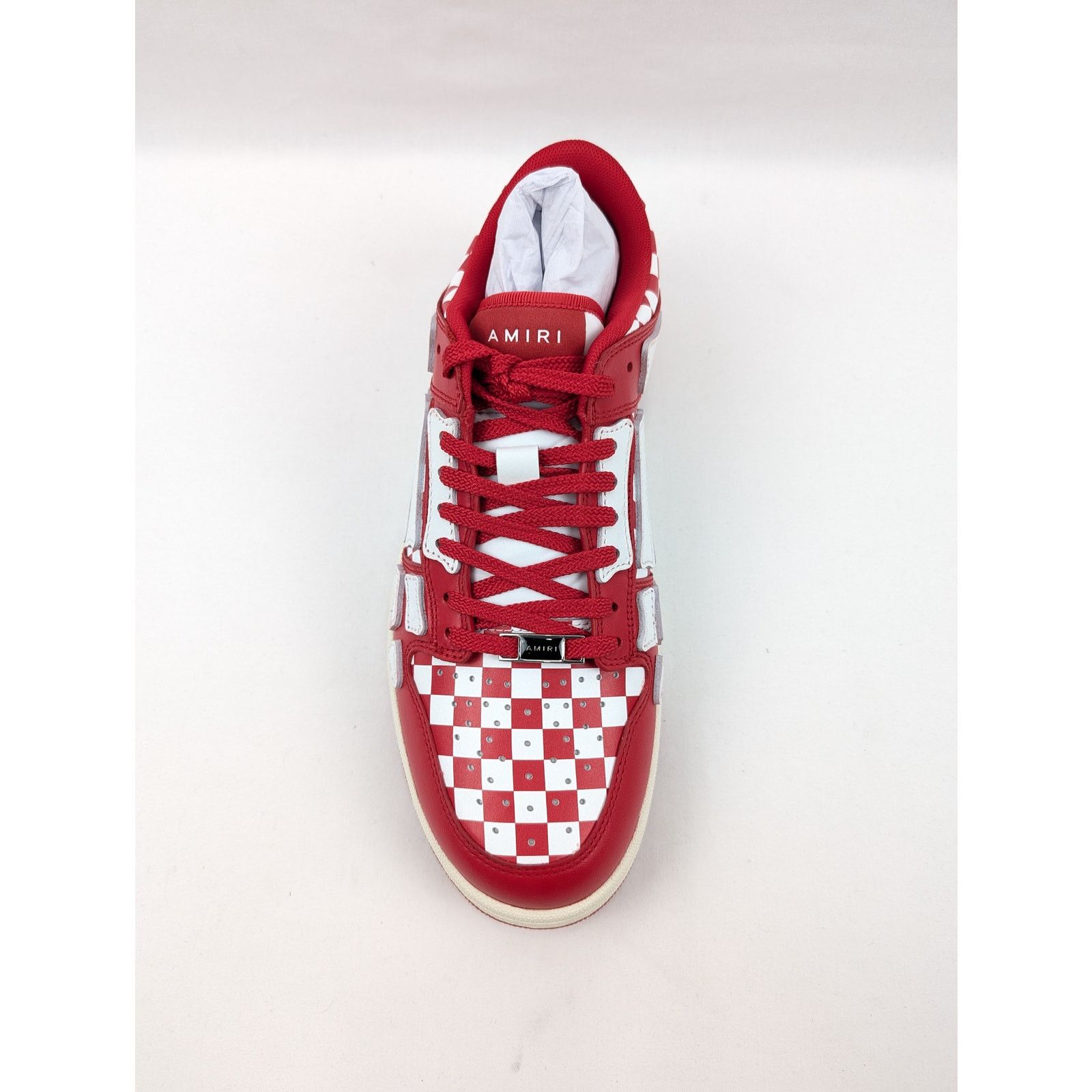 Amiri o1rshd1 Checked Skeleton Low Top Sneakers in Red/White Size US 11 / EU 44 - 6 Thumbnail
