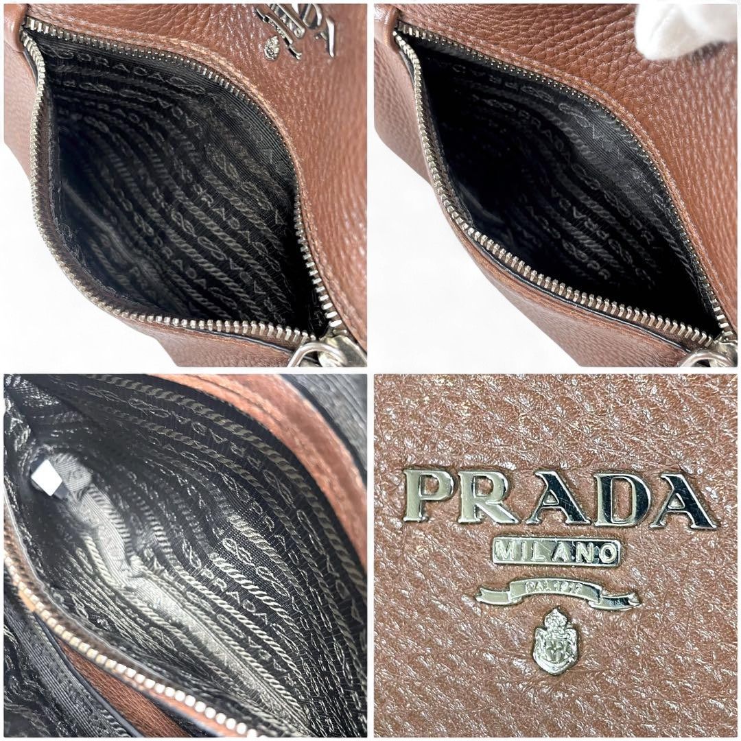 Prada Prada - Brown Leather Handbag Shoulder Bag Size ONE SIZE - 6 Thumbnail