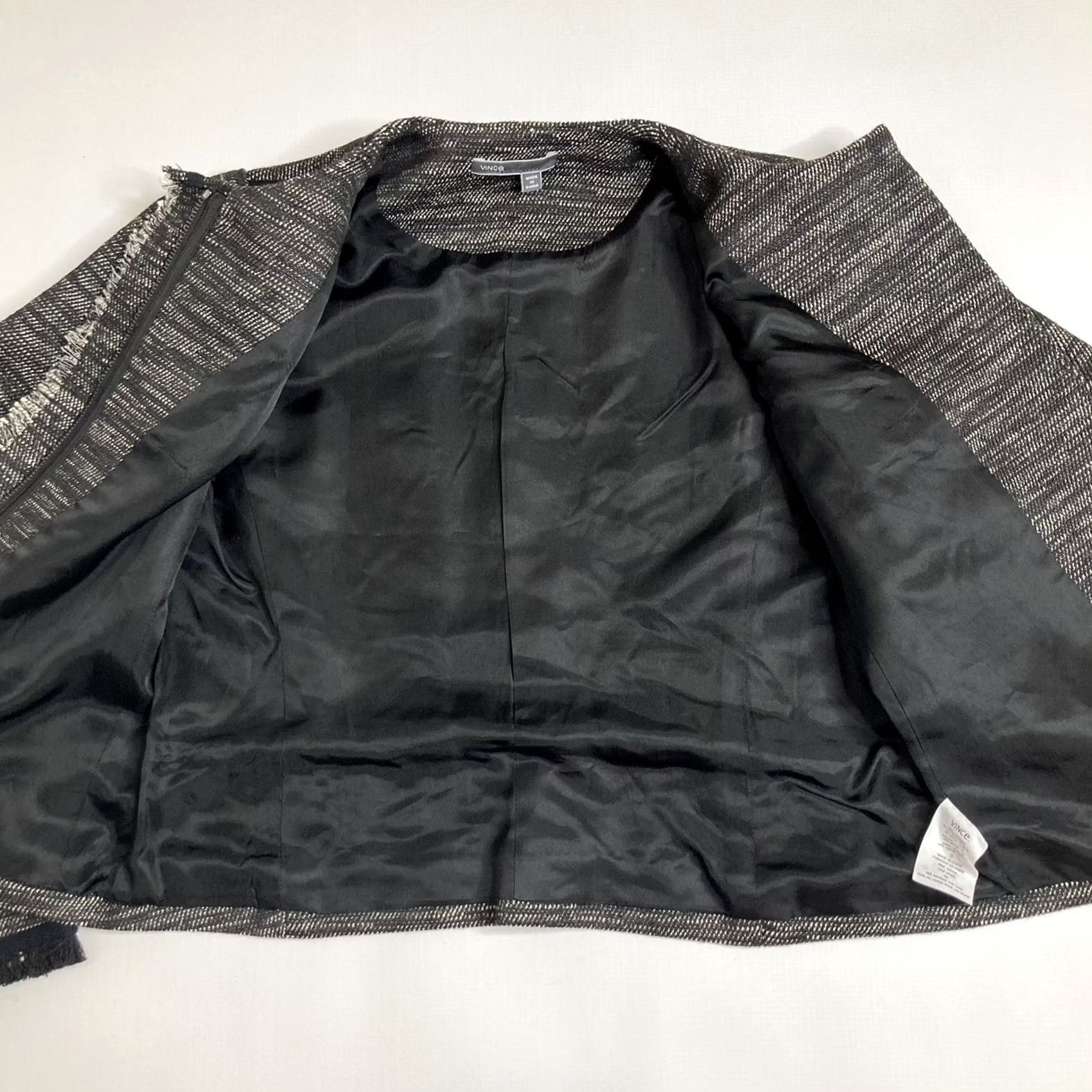 Vince Vince Tweed Zip Jacket Leather & Fringe And Leather Trim Boucle Size 0 Womens Jacket Size XS / US 0-2 / IT 36-38 - 5 Thumbnail