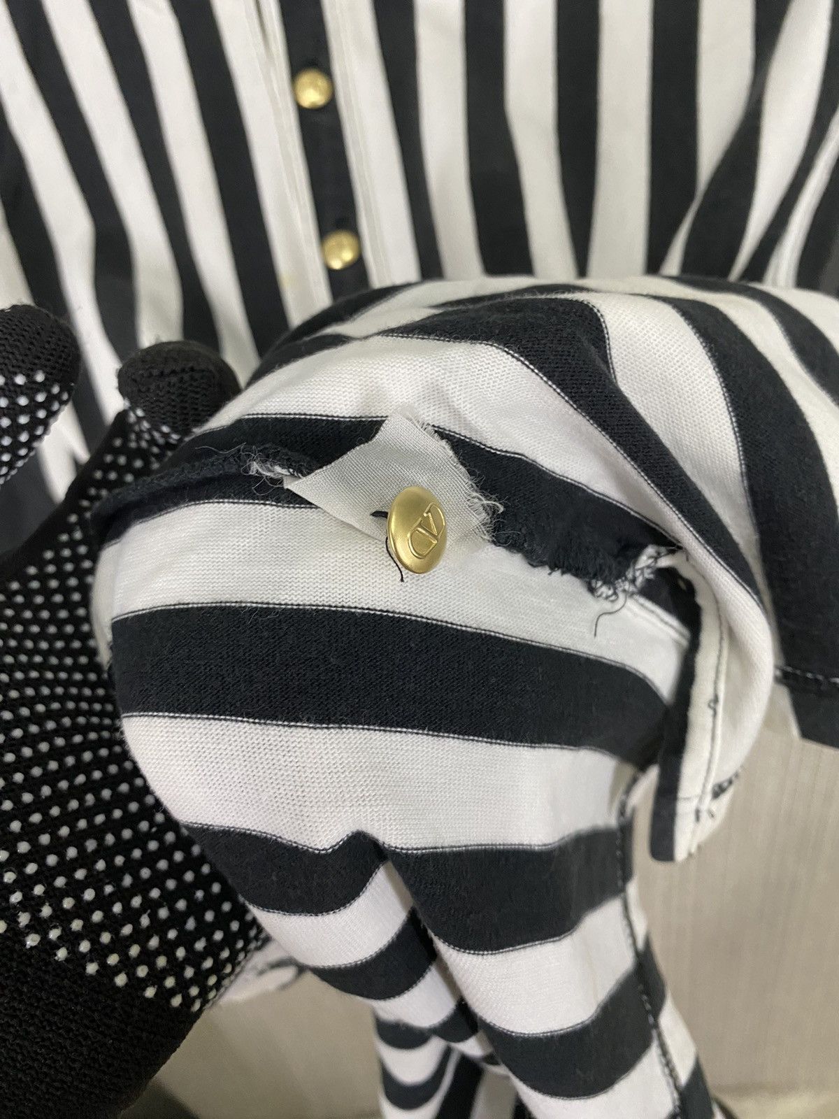 Valentino × Vintage Vintage 90s valentino striped polo shirt center logo Size US L / EU 52-54 / 3 - 6 Thumbnail