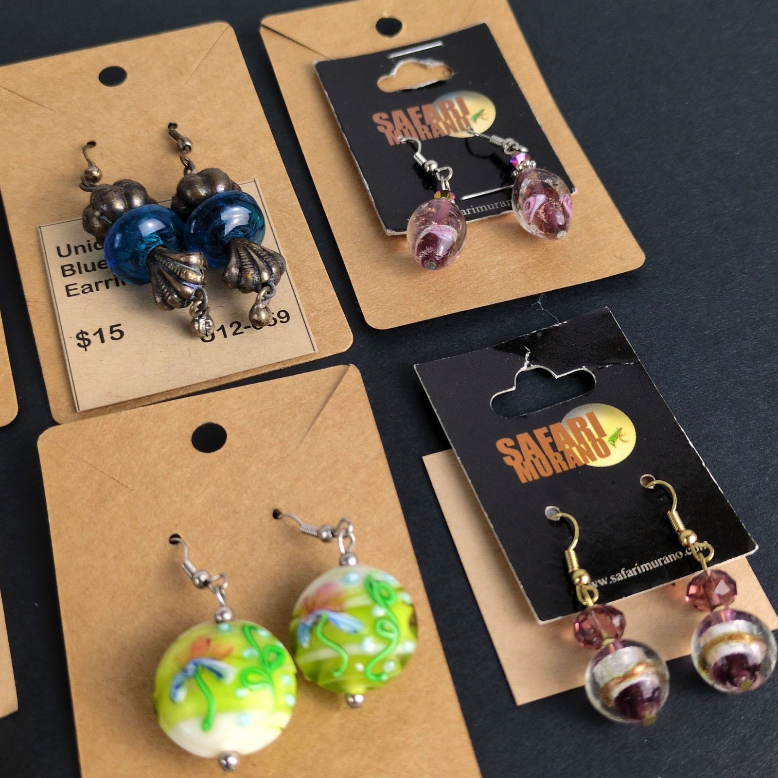 Other NEW 8 Pair Lot Art Glass Dangle Earrings, Safari Murano Size ONE SIZE - 6 Thumbnail