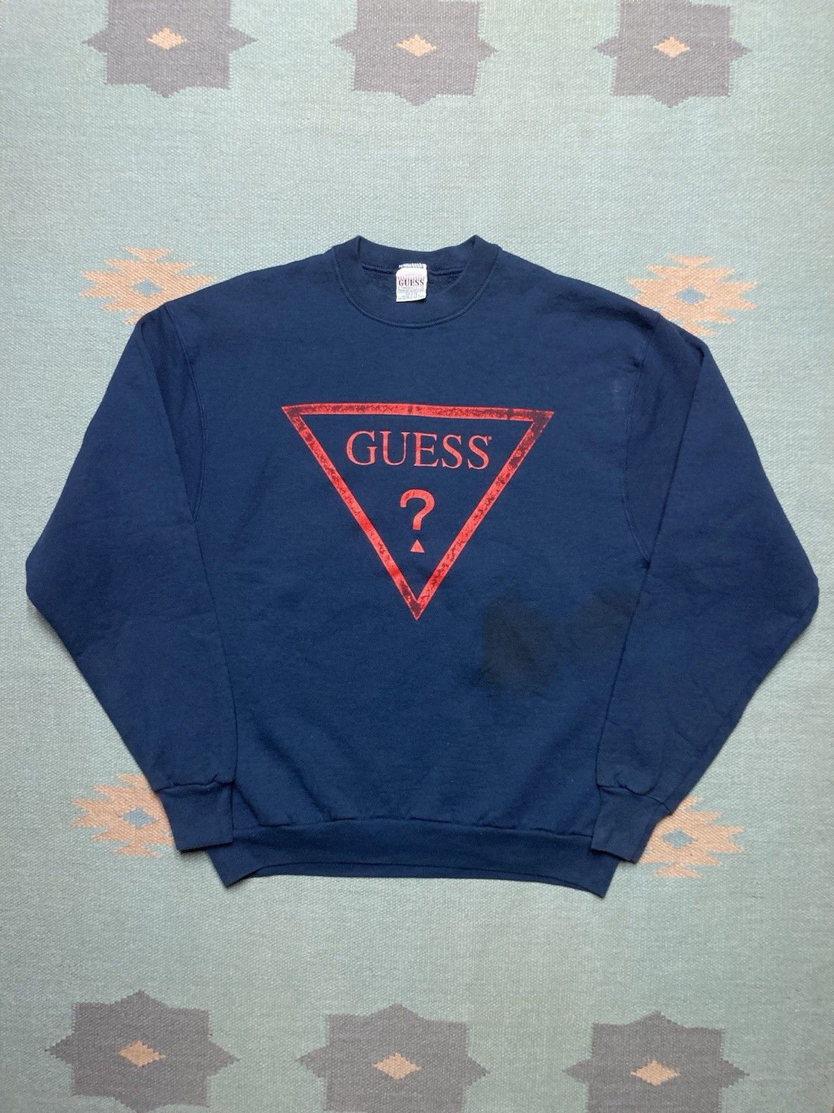 Guess × Vintage 90s crewneck sweatshirt guess logo made in USA stained XL Size US XL / EU 56 / 4 - 1 Thumbnail