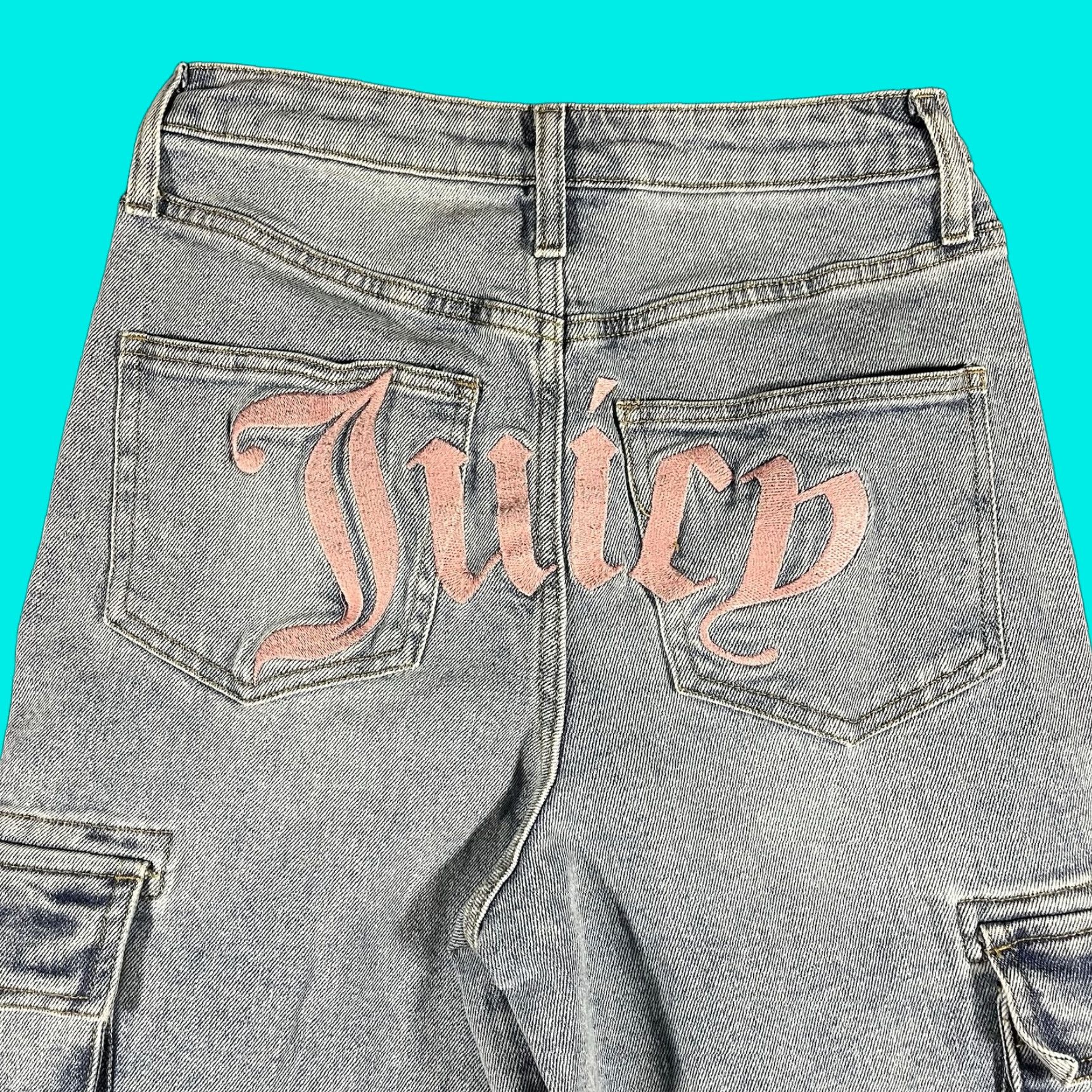 Juicy Couture Juicy Couture Lunita Wide-Leg Jeans Womens 27 Light Wash 90s Y2K Vintage Style Denim Cargo Pocket Baggy Size 27" / US 4 / IT 40 - 1 Thumbnail
