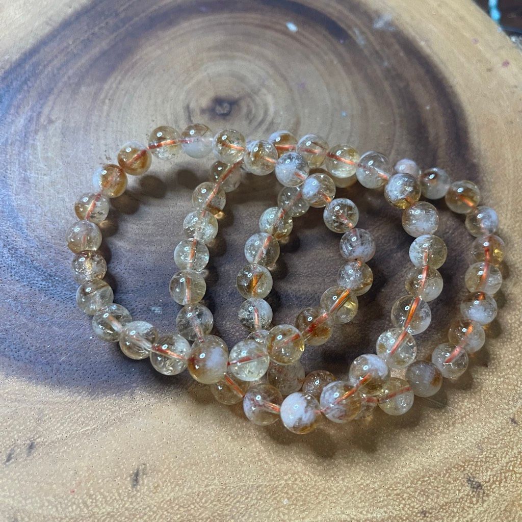 Other Citrine beaded beads stretch bracelet 8mm yellow clear cryst Size ONE SIZE - 2 Thumbnail