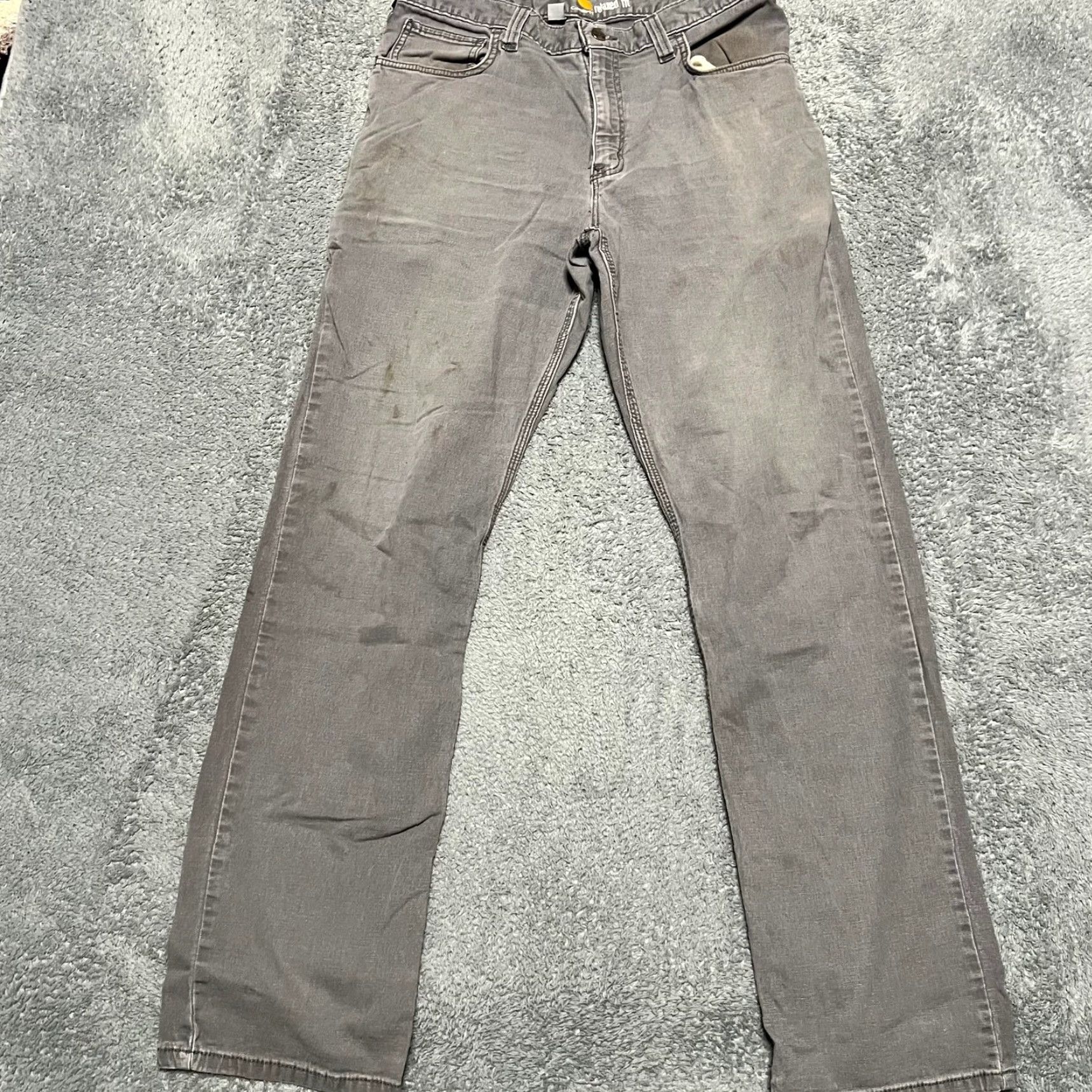 Carhartt Carhartt Pants Mens 34 x34 Gray Relaxed Canvas Distressed Work Chino Regular Mens 34 Gray 32in Inseam Size US 34 / EU 50 - 2 Thumbnail