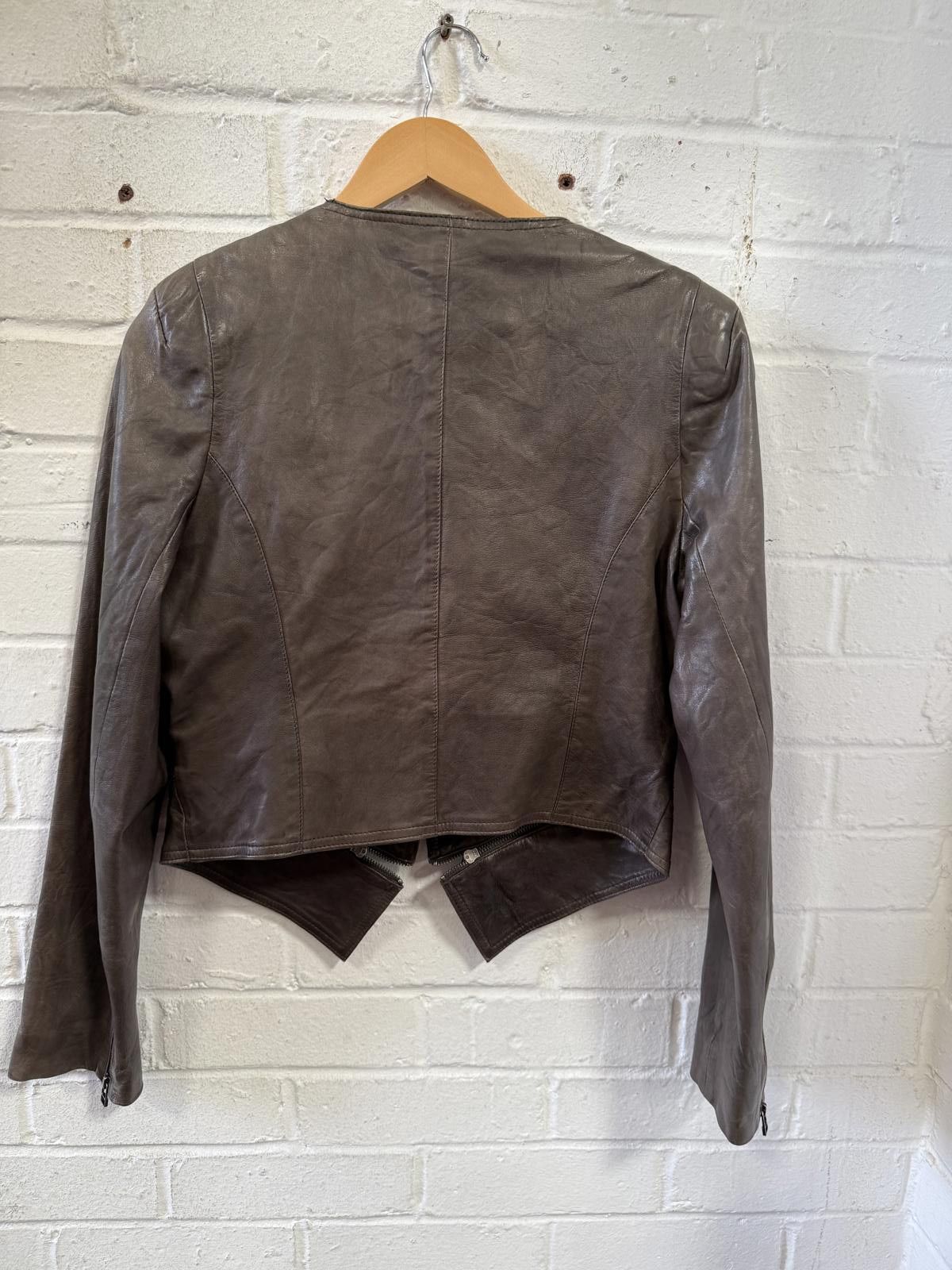 Designer Mint Velvet Women's Brown Leather Jacket Size M / US 6-8 / IT 42-44 - 3 Thumbnail