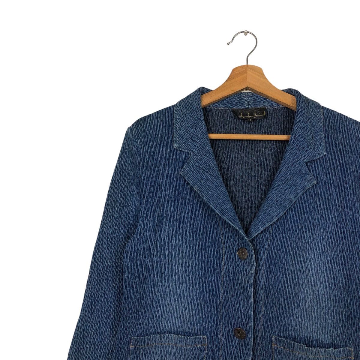 Japanese Brand 📌Pleated Cropped Biker Jacket Marie Usa Blue Indigo Size US M / EU 48-50 / 2 - 8 Thumbnail