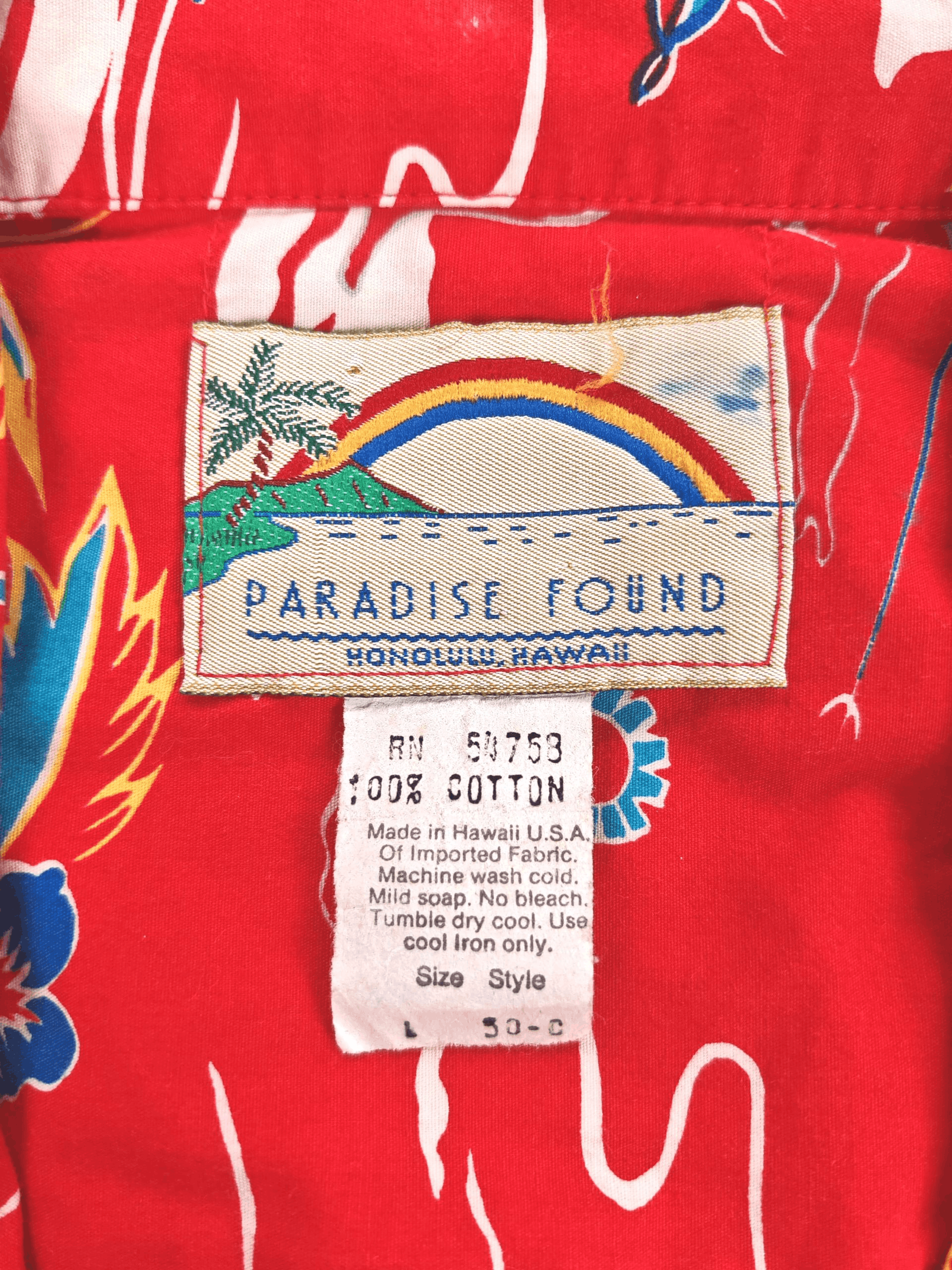 Vintage Vintage 1980s Paradise Found Hawaiian Shirt Size US L / EU 52-54 / 3 - 6 Thumbnail