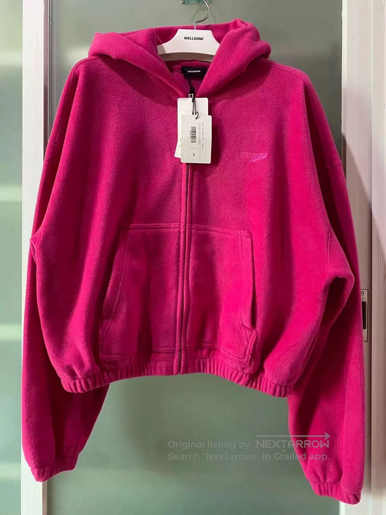 WE11DONE we11done logo zip-up hoodie in bright pink. Size US M / EU 48-50 / 2 - 1 Thumbnail