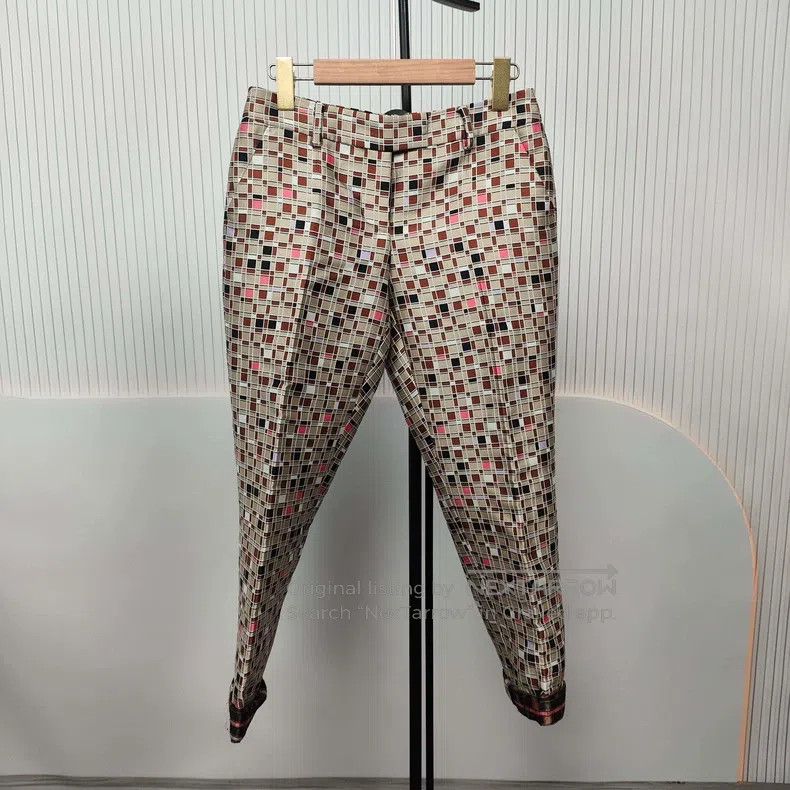 Fendi Fendi Silk and Cotton Checkered Trousers Size 26" / US 2 / IT 38 - 1 Thumbnail
