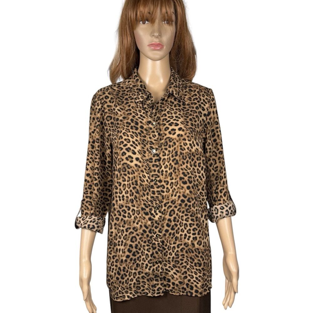 Charter Club Charter Club Animal-Print Roll Tab Sleeve Blouse Size M Size M / US 6-8 / IT 42-44 - 2 Thumbnail