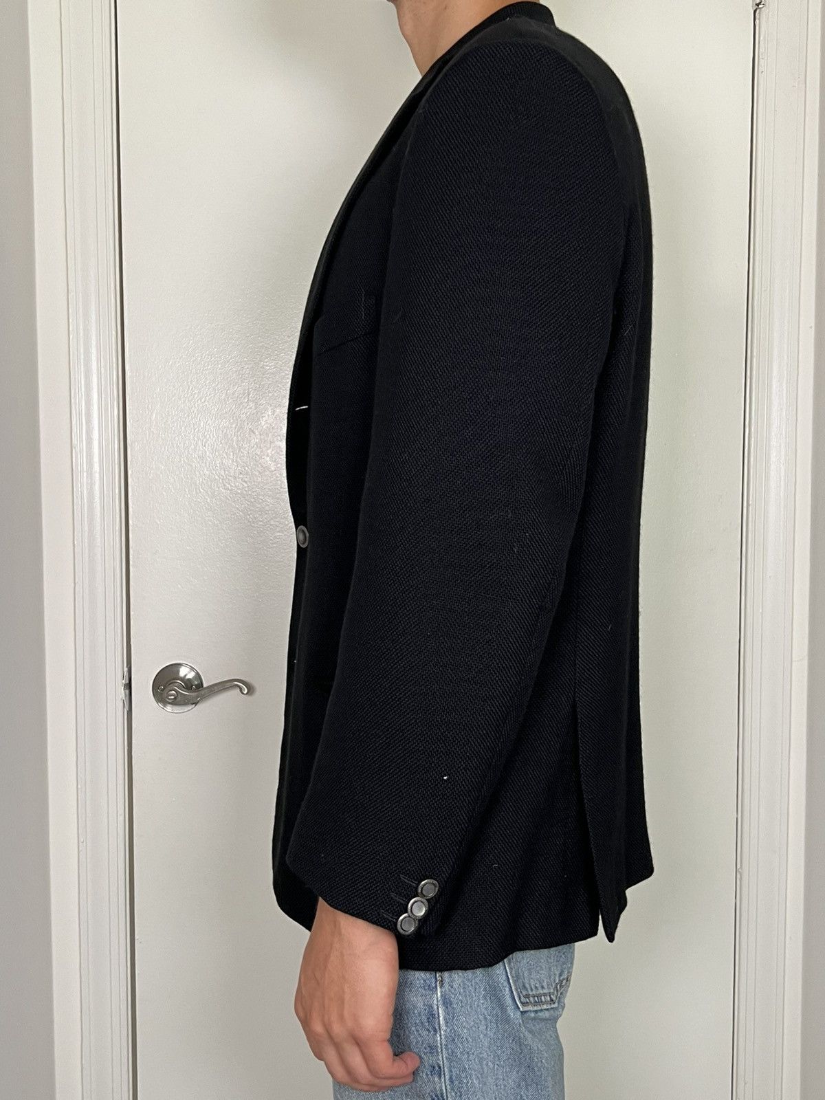 Valentino Woven Black Valentino Blazer Size 42R - 3 Thumbnail