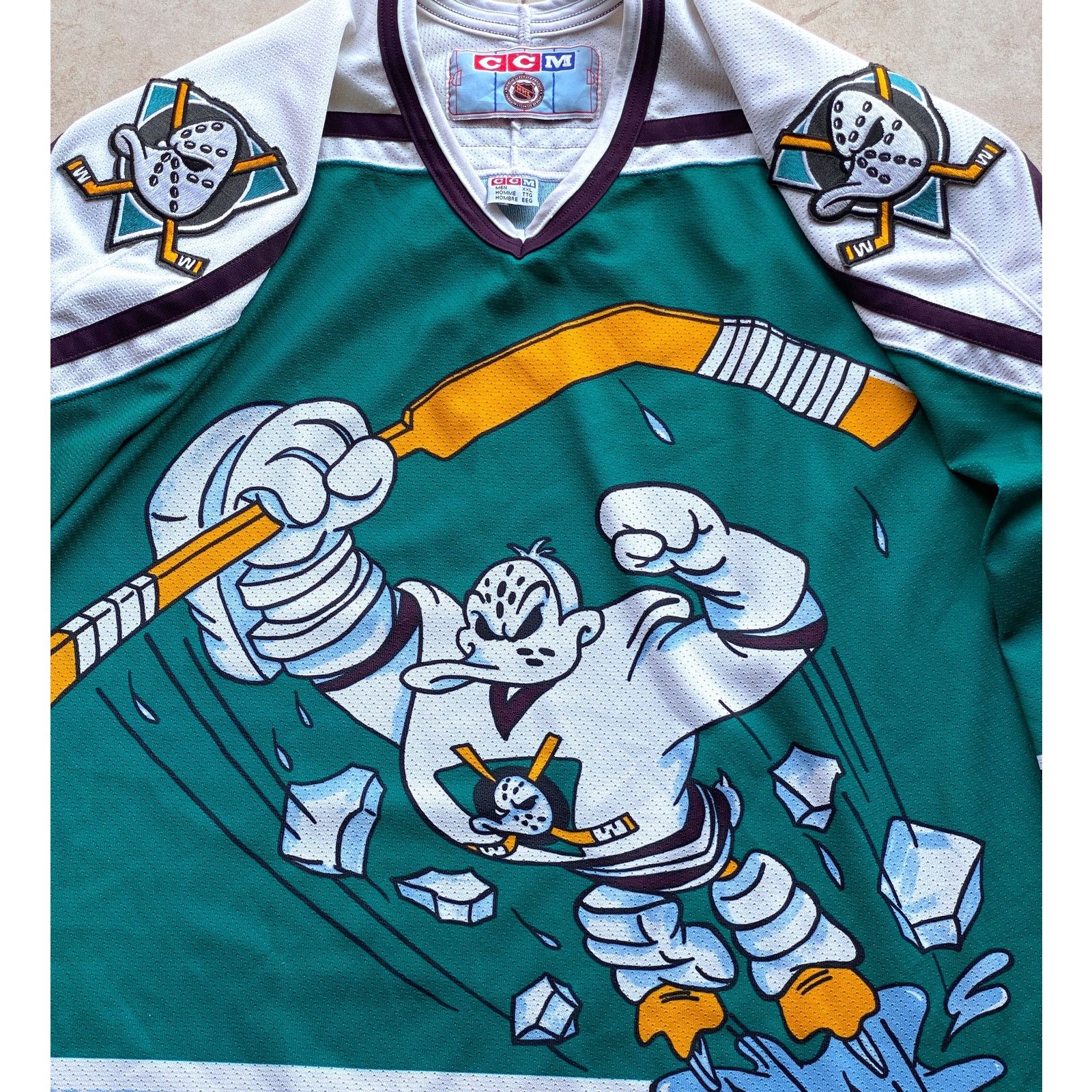 Ccm × NHL Anaheim Mighty Ducks 90s CCM WILD WING jersey 2X NHL vintage Size US XXL / EU 58 / 5 - 1 Thumbnail