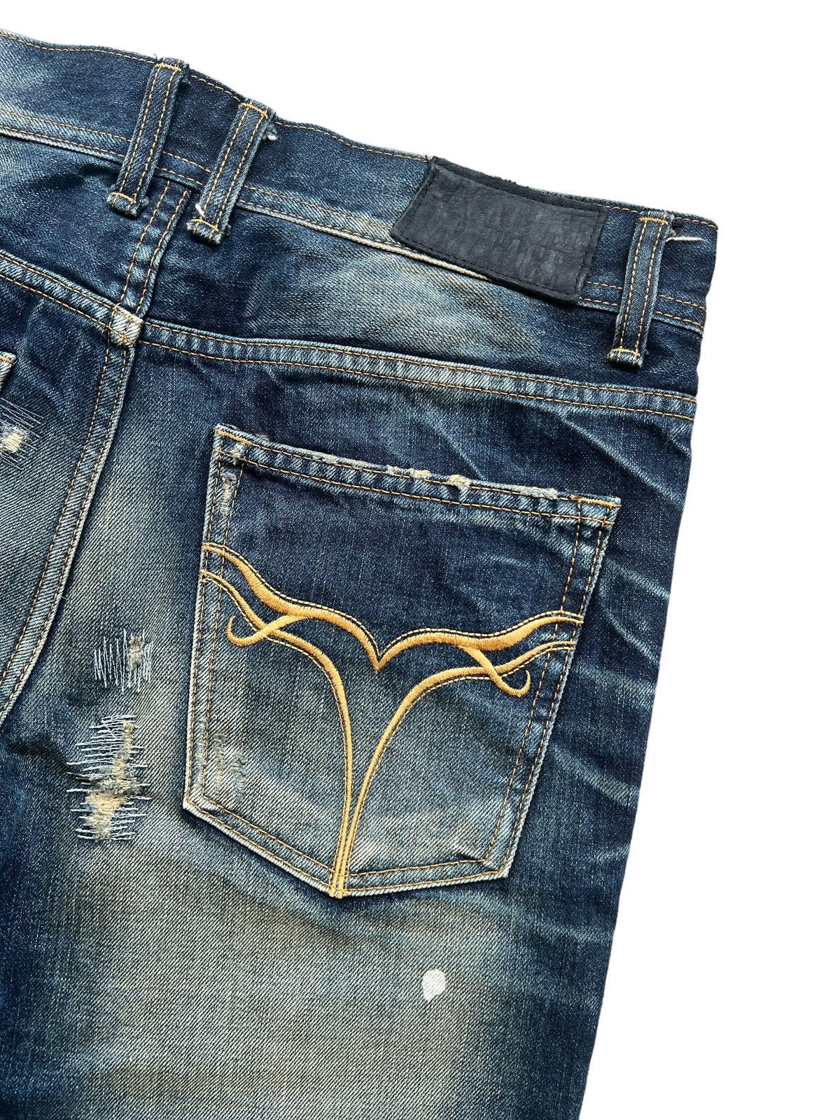 JACKROSE Jackrose 🇯🇵 Distressed Claw Mark Flare Denim Size US 33 - 12 Thumbnail