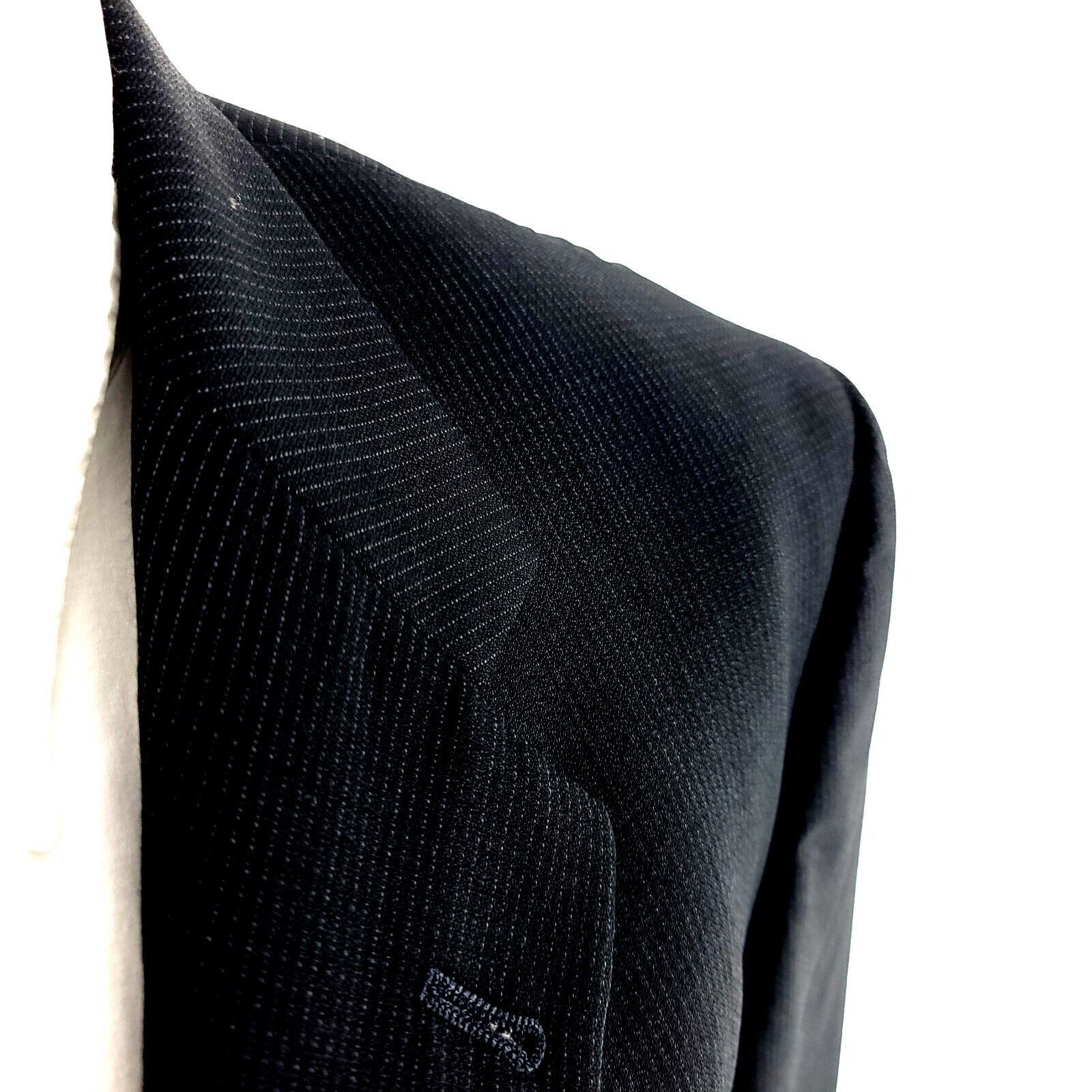 Hart Schaffner Marx Hart Schaffner Marx Wool 3 Button Suit Jacket 42R Black Stri Size 42R - 2 Thumbnail