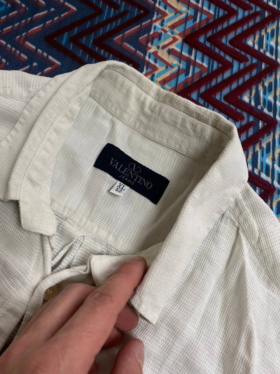 Valentino × Vintage Vintage Valentino Light Blue Pocket Logo Button Up Shirt Size US XL / EU 56 / 4 - 18 Thumbnail