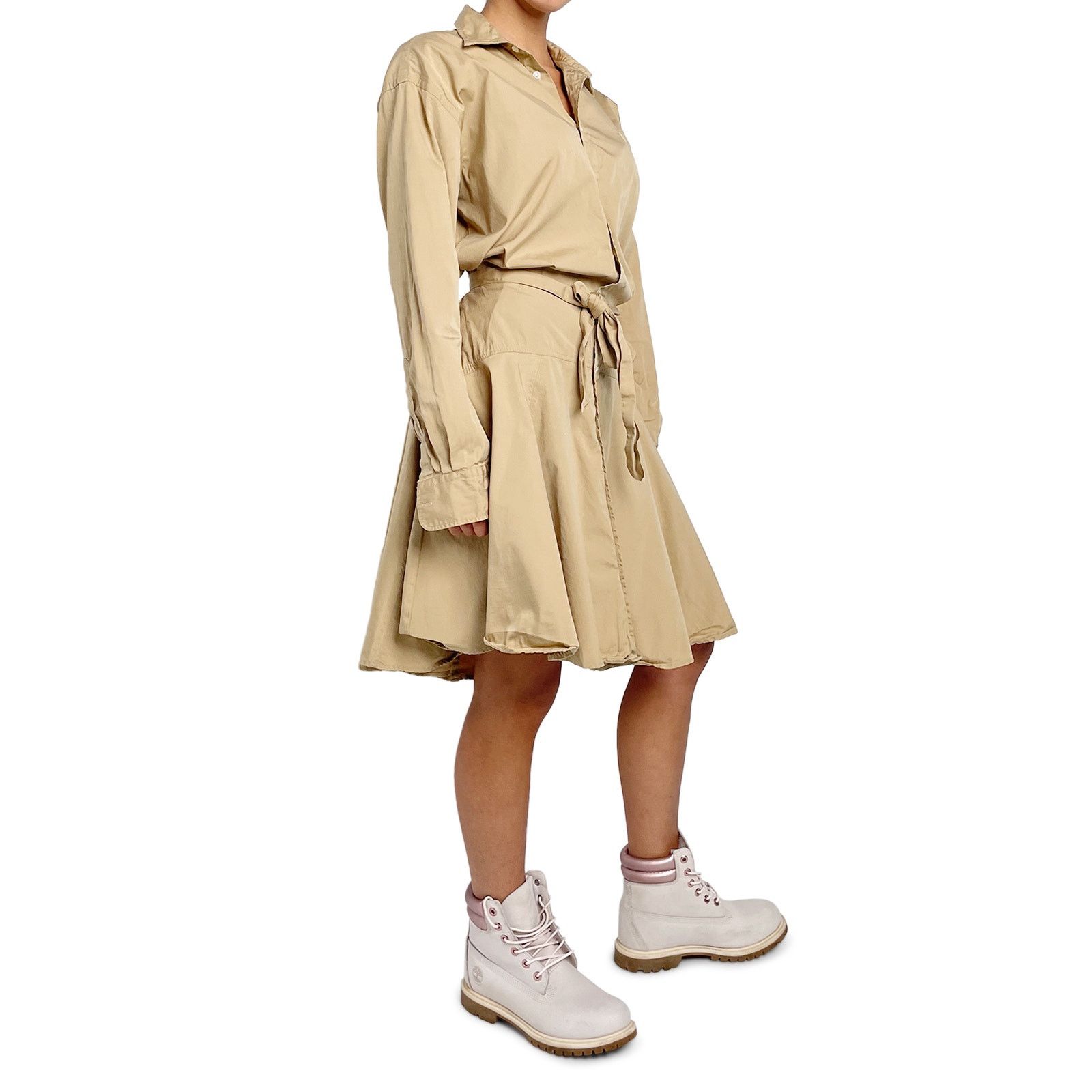 Polo Ralph Lauren Beige Long Sleeve Shirt Dress Size S / US 4 / IT 40 - 4 Thumbnail