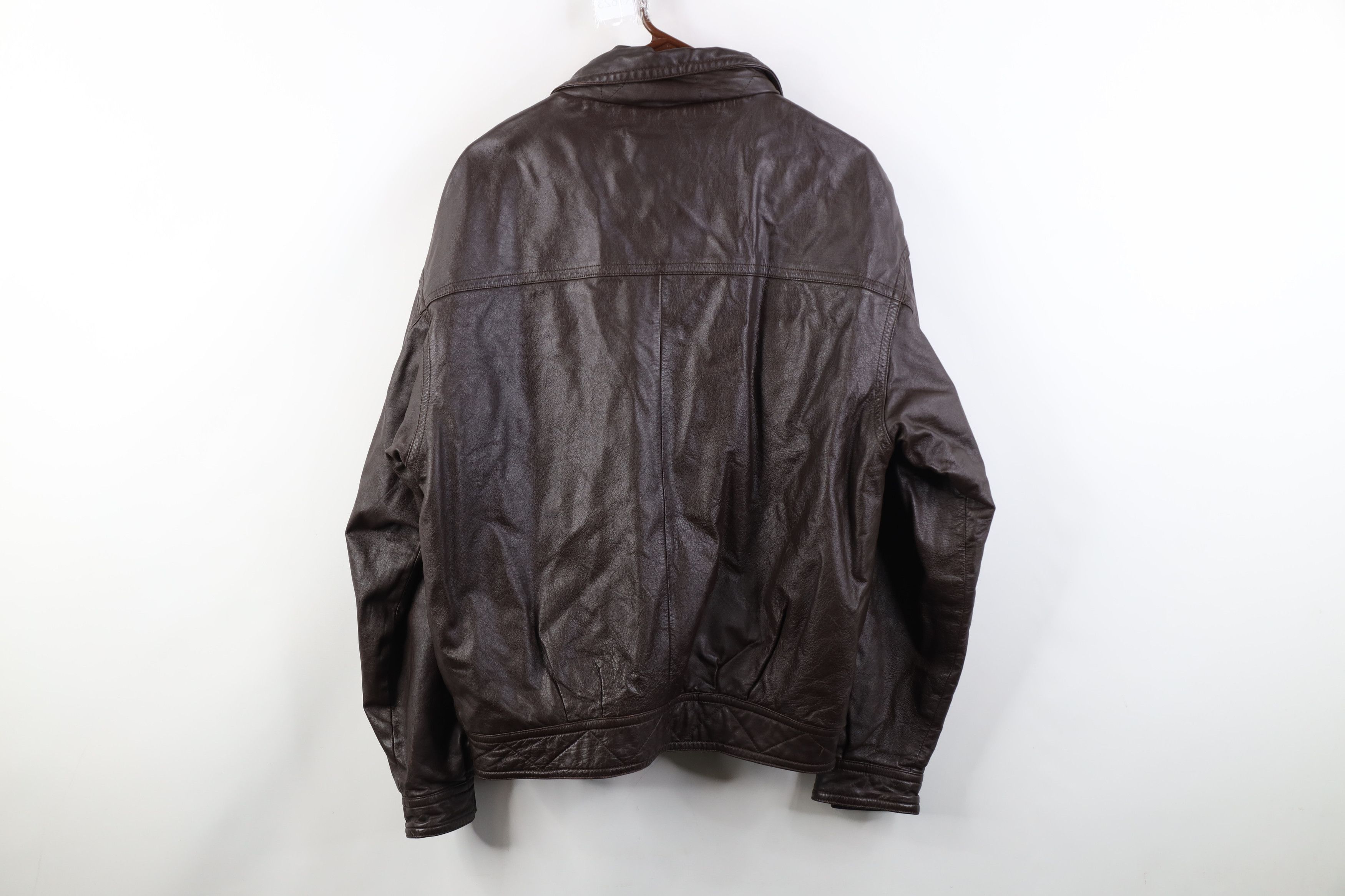 Vintage Vintage 90s Streetwear Quilted Leather Bomber Jacket Brown Size US M / EU 48-50 / 2 - 14 Thumbnail