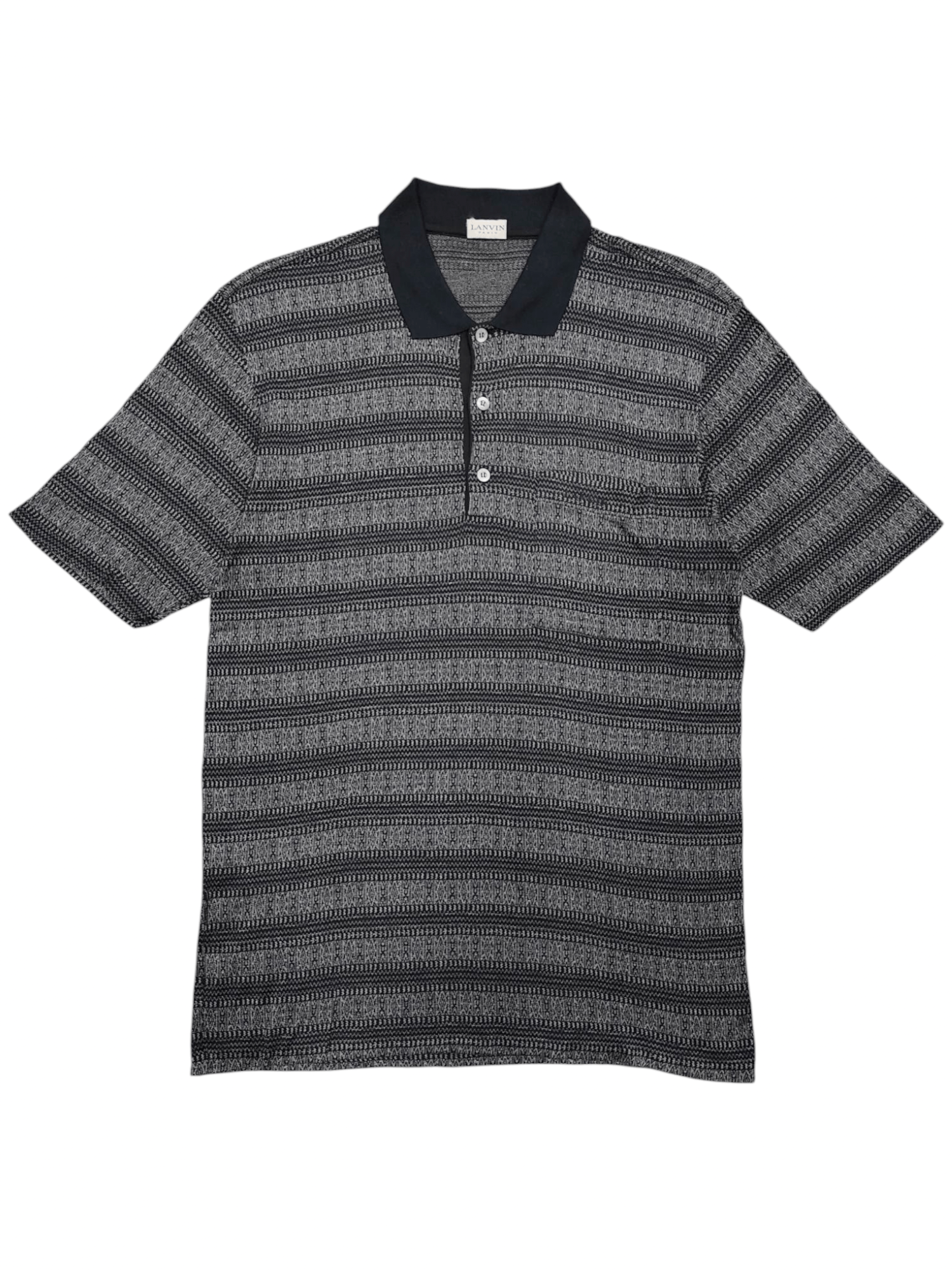Lanvin 90s Lanvin Paris- Monochrome Jacquard Classic Polo Shirt Size US M / EU 48-50 / 2 - 1 Thumbnail