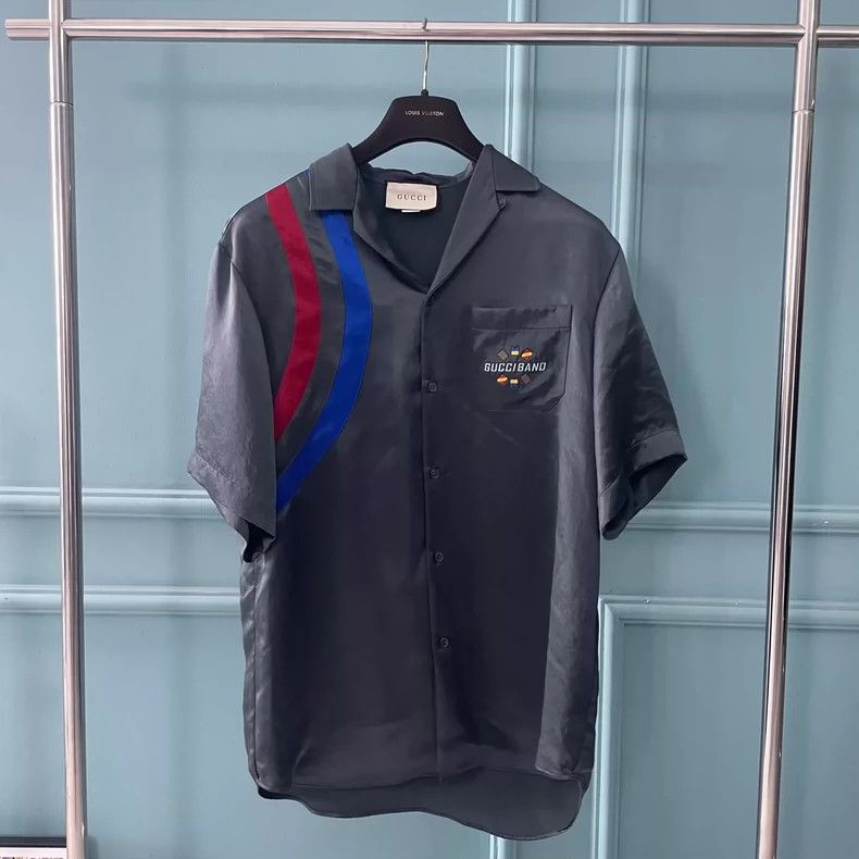 Gucci Gucci Silk Country Flag Logo Shirt Size US M / EU 48-50 / 2 - 1 Thumbnail