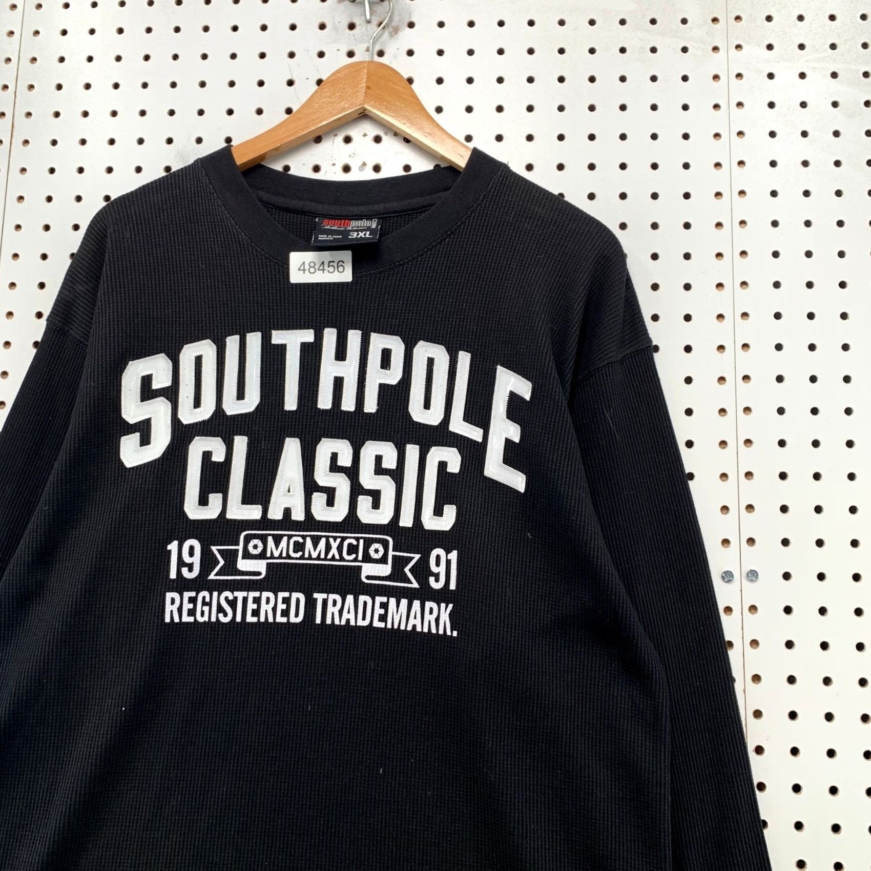 Southpole VINTAGE Southpole T Shirt Mens 3XL Black 90s Thermal Long Sleeve Graphic Print Crew Neck MCMXCI Logo Relaxed Fit Size US XXL / EU 58 / 5 - 6 Thumbnail