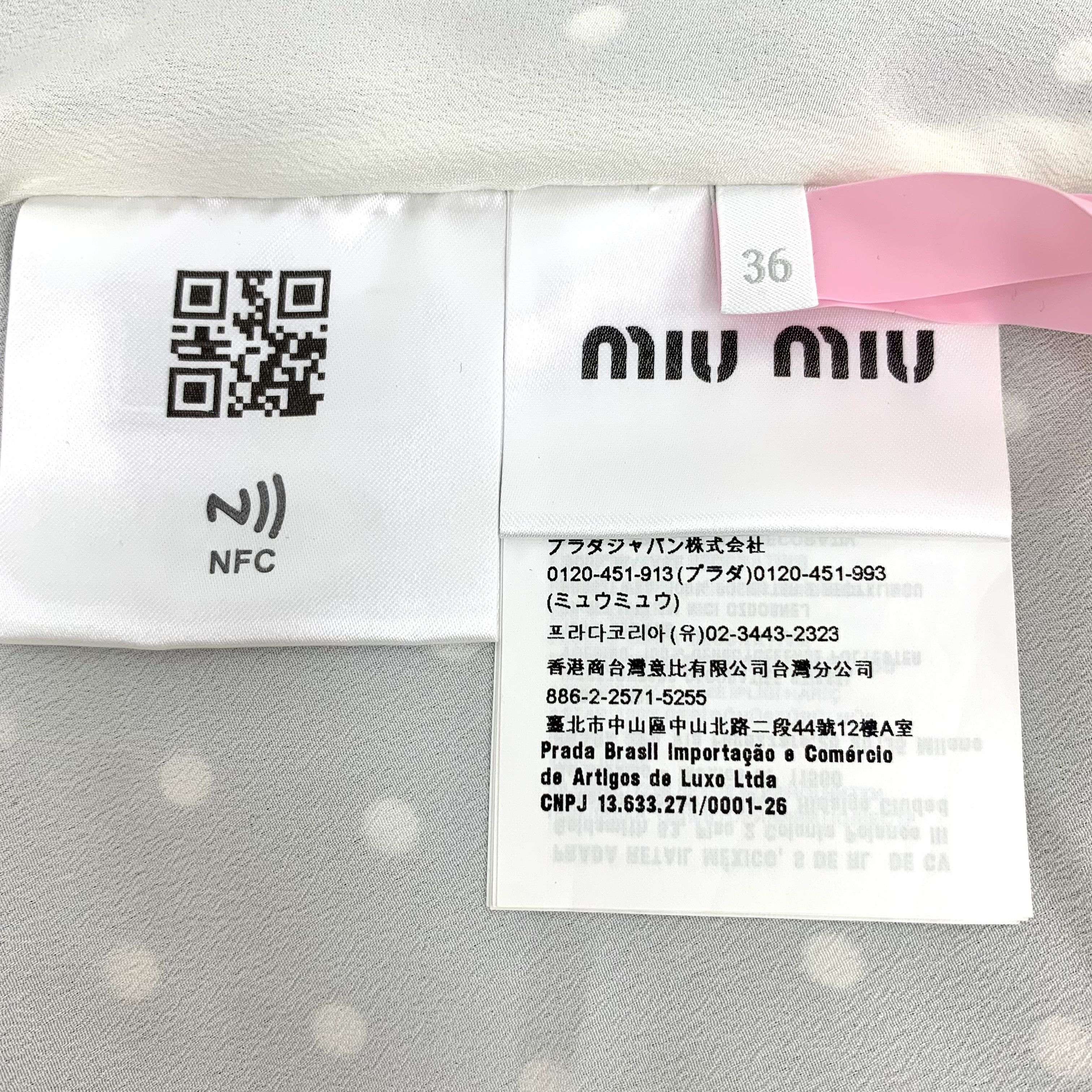 Miu Miu MiuMiu Polka Dot Silk V-NeckShort Sleeve Dress (Size XS) Size XS / US 0-2 / IT 36-38 - 3 Thumbnail