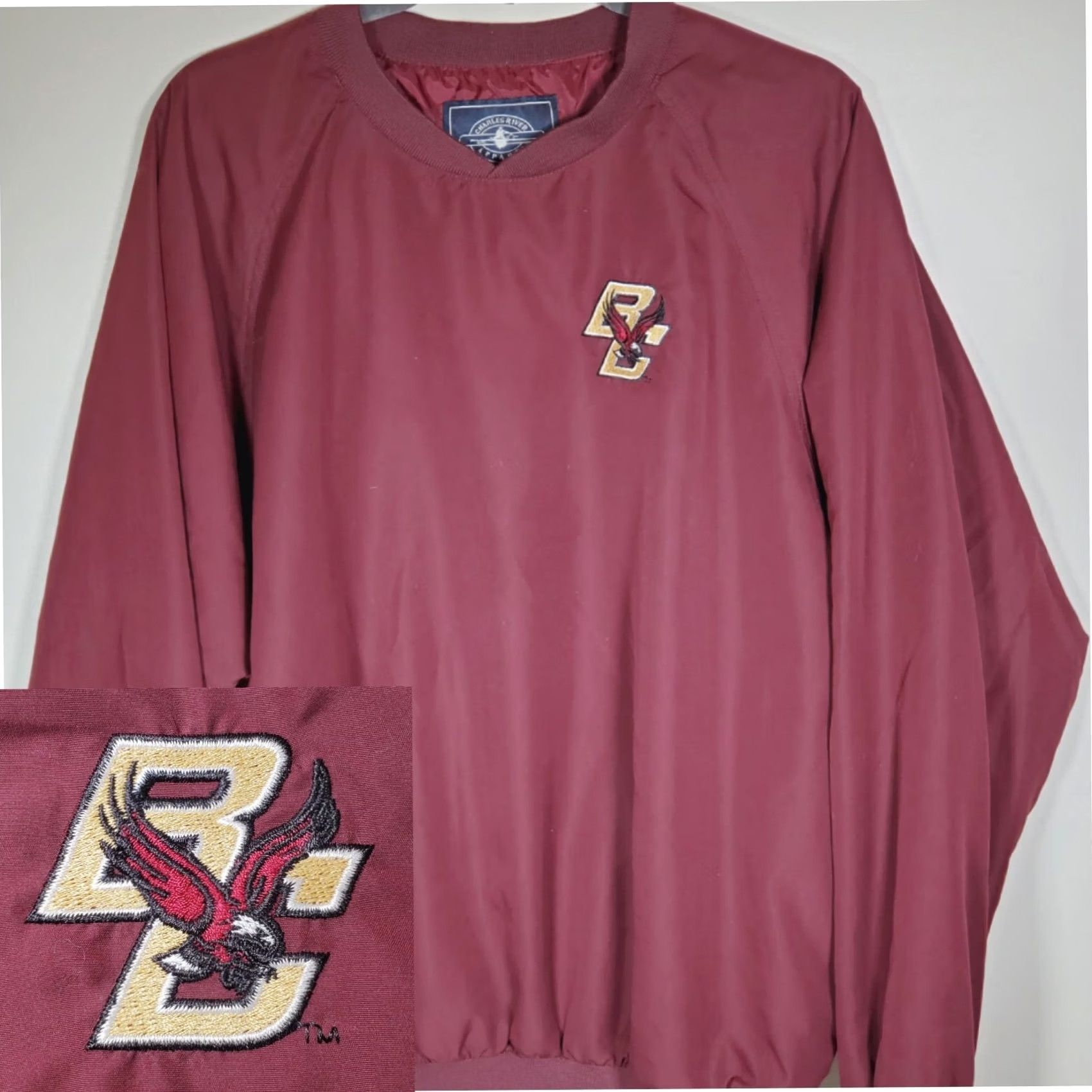 Vintage VINTAGE Boston College BC Eagles Charles River Apparel Golf Pullover Maroon Men’s L Pullover Sweatshirt Size US L / EU 52-54 / 3 - 2 Thumbnail
