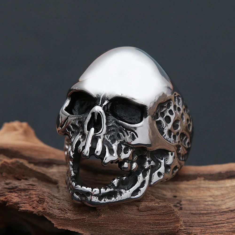 Vintage Steel Skull Ring Size ONE SIZE - 4 Thumbnail