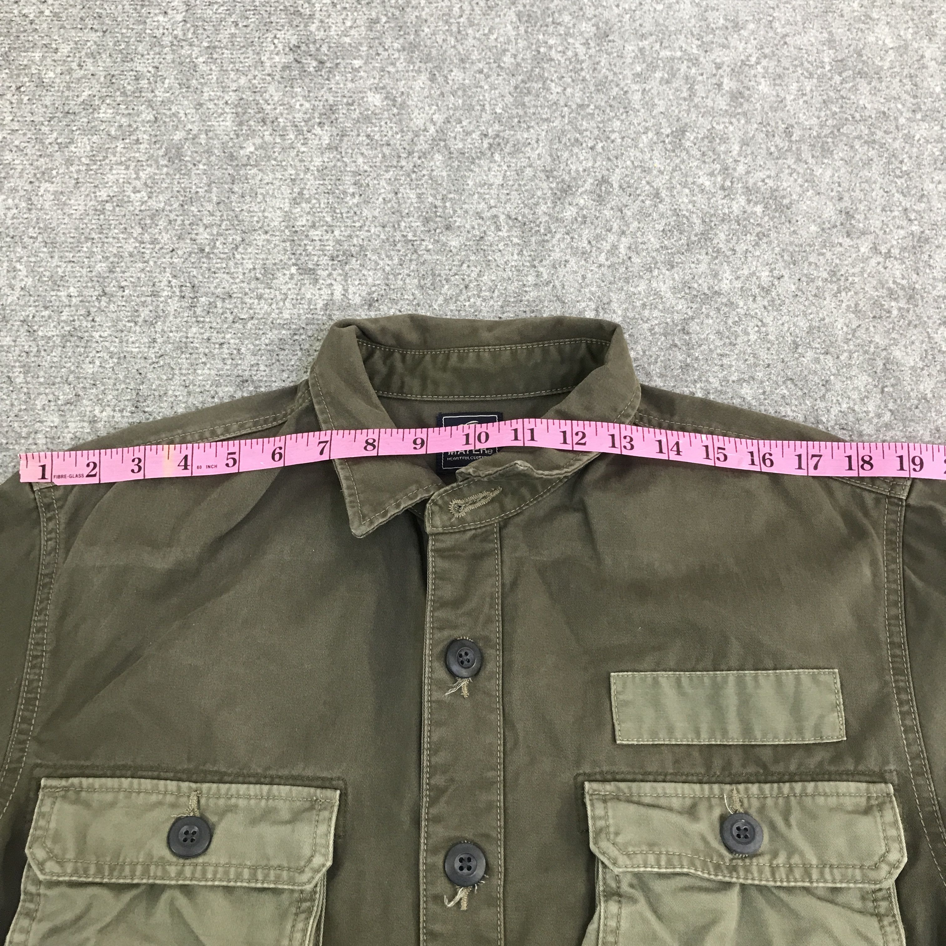Japanese Brand kriff mayer green army style button up shirt K116B22 Size US M / EU 48-50 / 2 - 6 Thumbnail