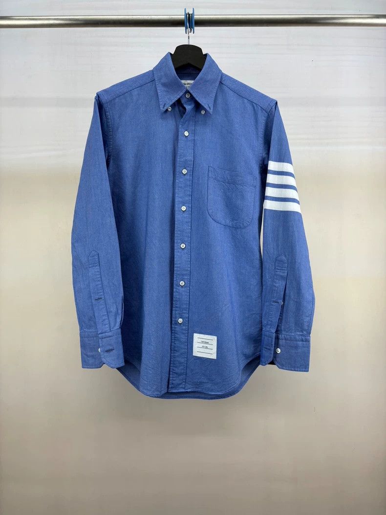 Thom Browne Thom Browne Blue four stripe shirt Size US L / EU 52-54 / 3 - 1 Thumbnail