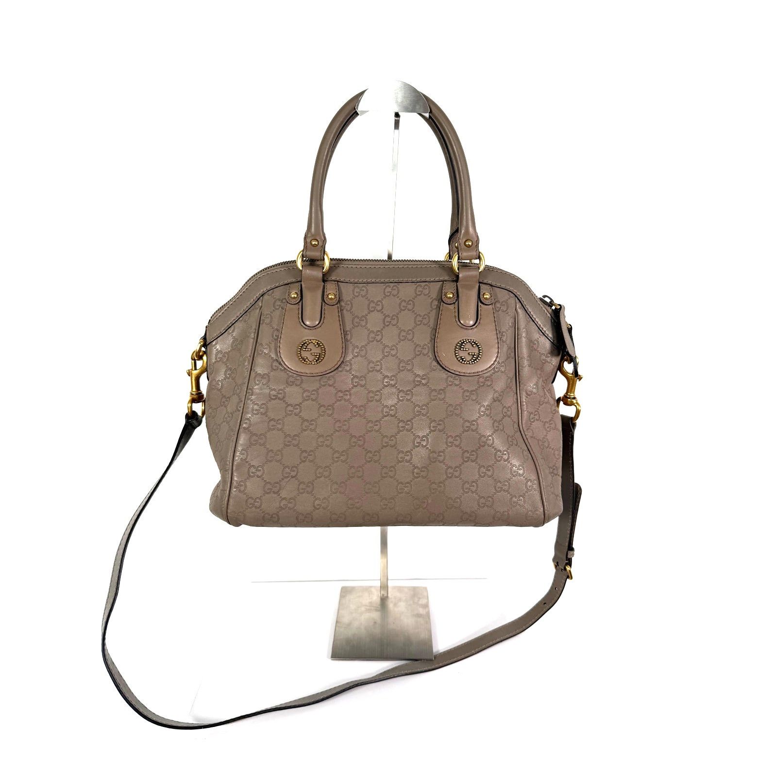 Gucci Guccissima Scarlett Hand Bag Shoulder Bag Free Coa in Beige, Women's