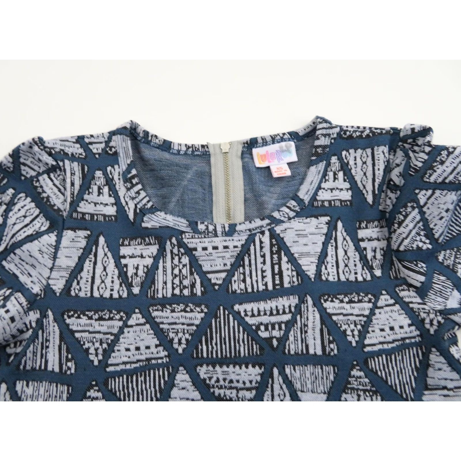 Vintage LULAROE Amelia Dress XS Jacquard Blue Unicorn Triangle A-Line Dress Womens XS Size XS / US 0-2 / IT 36-38 - 4 Thumbnail