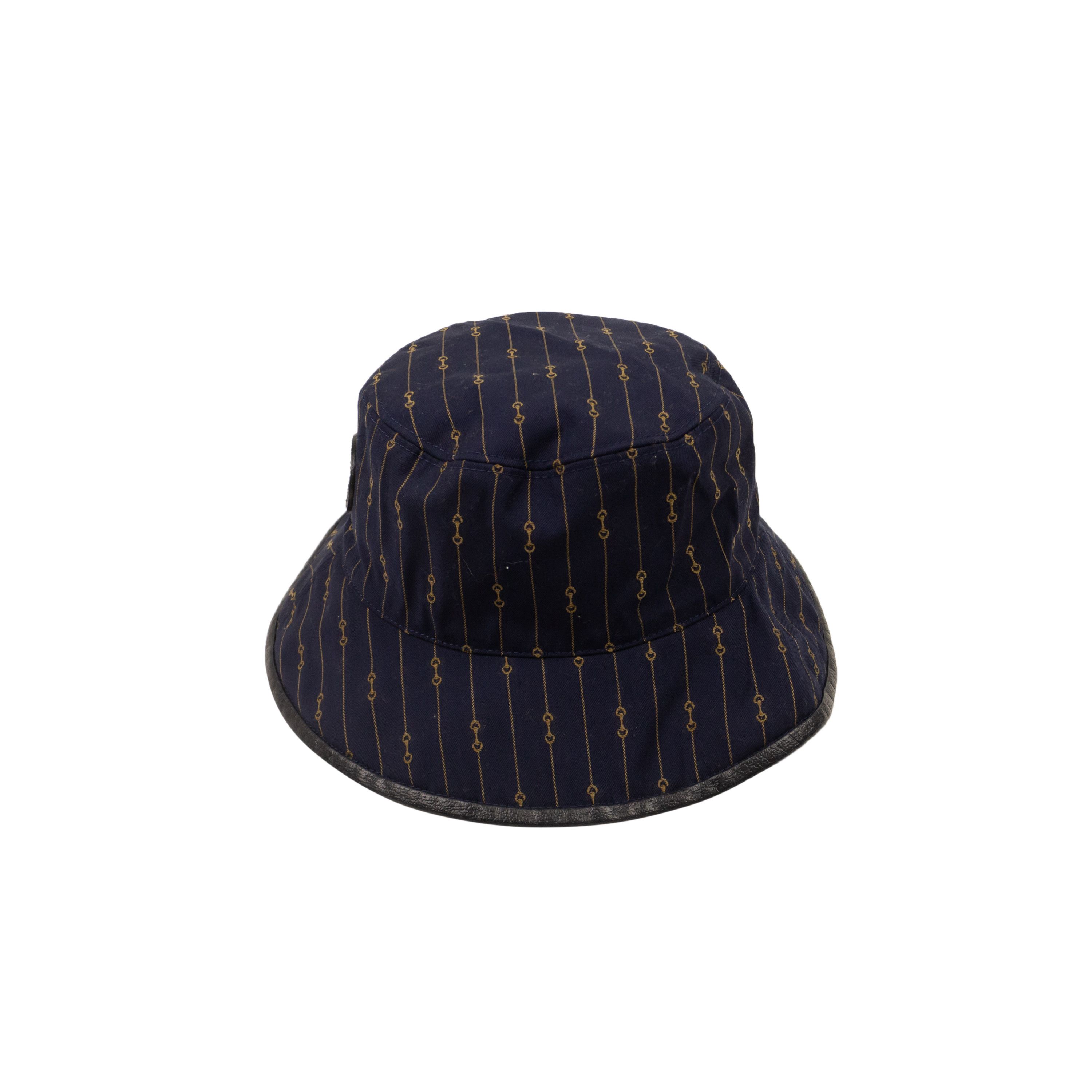 image of Gucci Navy/beige Reversibe GG Bucket Hat Size S, Men's