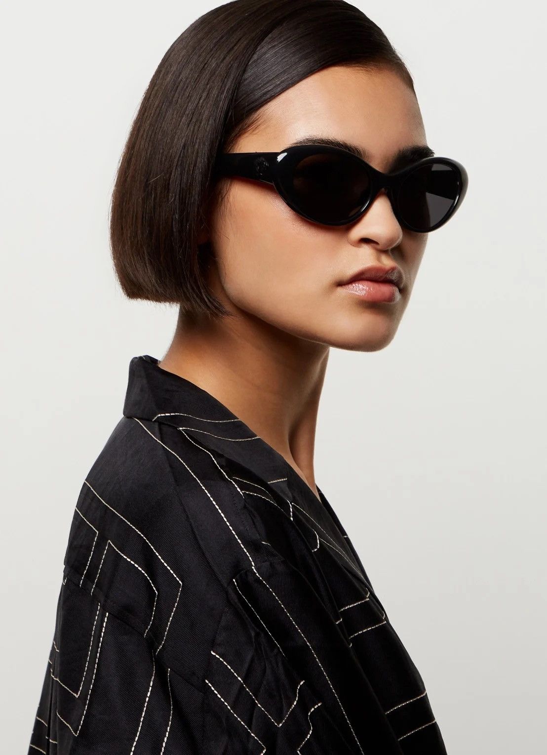 image of New Versace Ve4455U Gb1/87 Black Cat Eye Sunglasses Versace, Women's