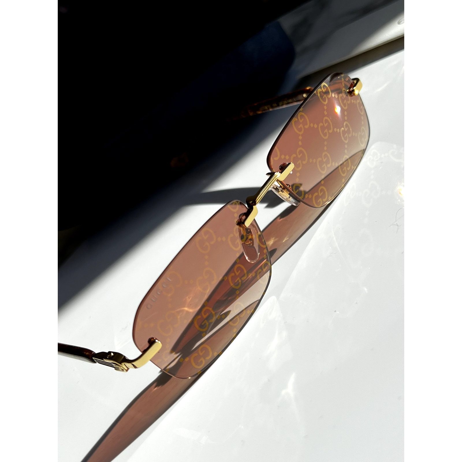Gucci NEW Gucci GG1221S 004 Rimless Monogram Logo Lens Sunglasses Size ONE SIZE - 7 Thumbnail