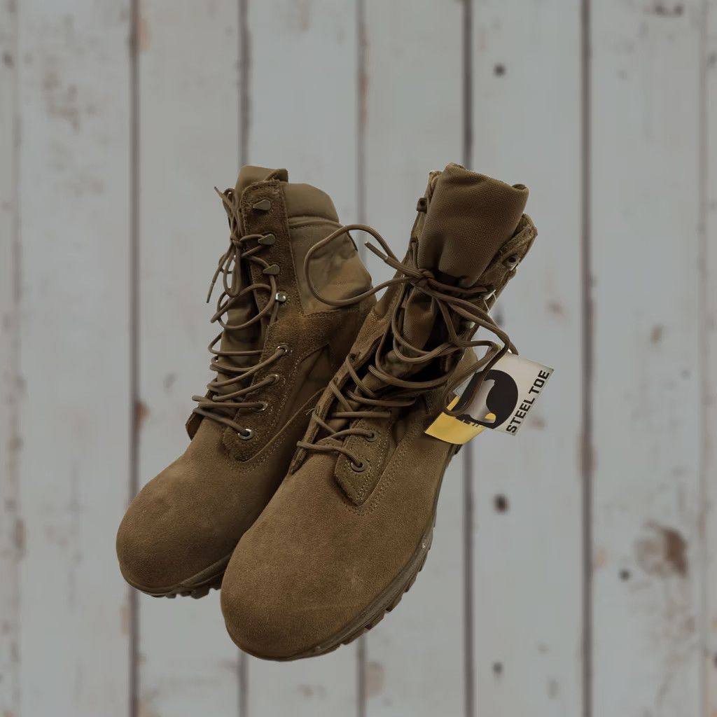 Vintage BELLEVILLE Hot Weather Steel Toe TACTICAL BOOTS Men’s Size 14 R Coyote Brown Size US 14 / EU 47 - 1 Thumbnail