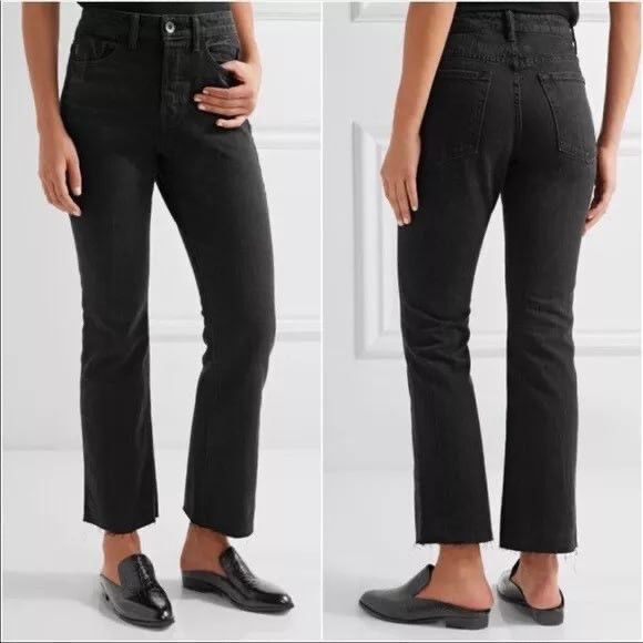 Helmut Lang Helmut Lang High Rise Raw Crop Black Stone Denim Jeans Size 28" / US 6 / IT 42 - 2 Thumbnail