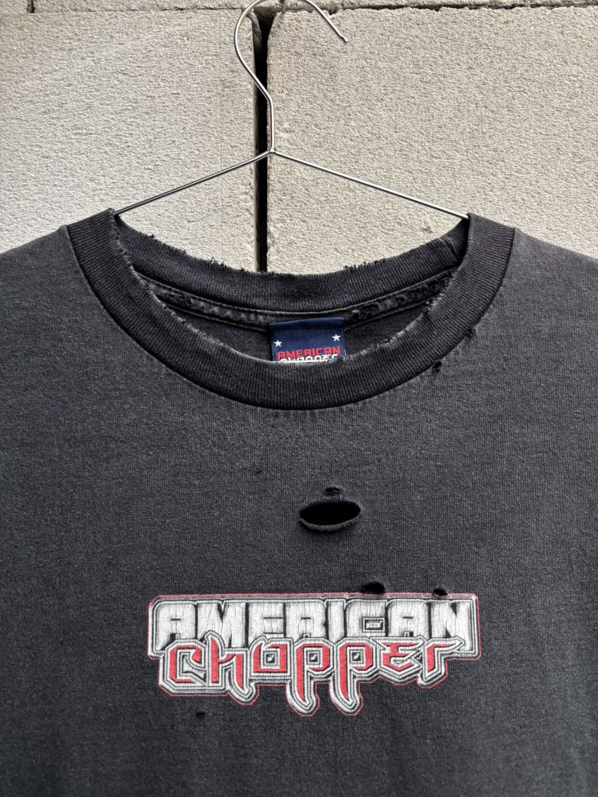 West Coast Choppers Thrashed Faded AMERICAN CHOPPER T Shirt Distressed Grunge Size US XL / EU 56 / 4 - 5 Thumbnail