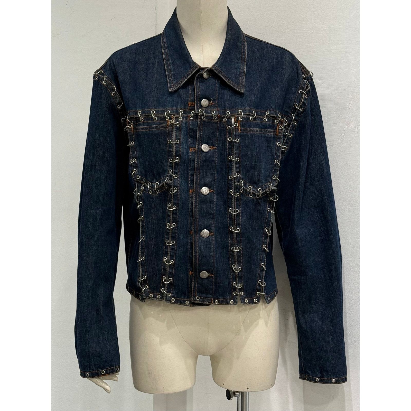 Jean Paul Gaultier 2000s Jean Paul Gaultier pierced patchwork denim jacket Size US L / EU 52-54 / 3 - 3 Thumbnail