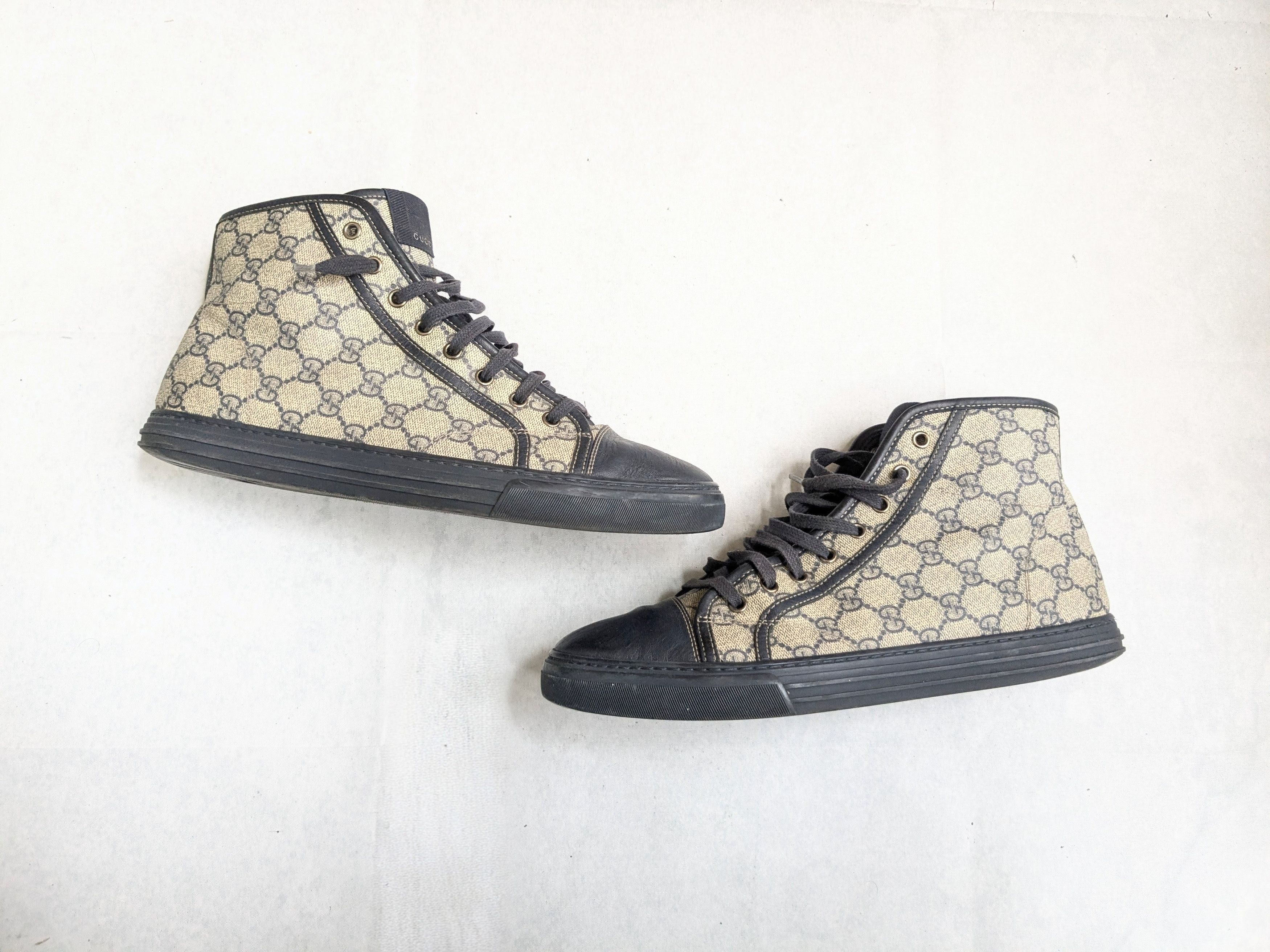 Gucci High Top Sneakers Blue Monogram 11 Leather GG