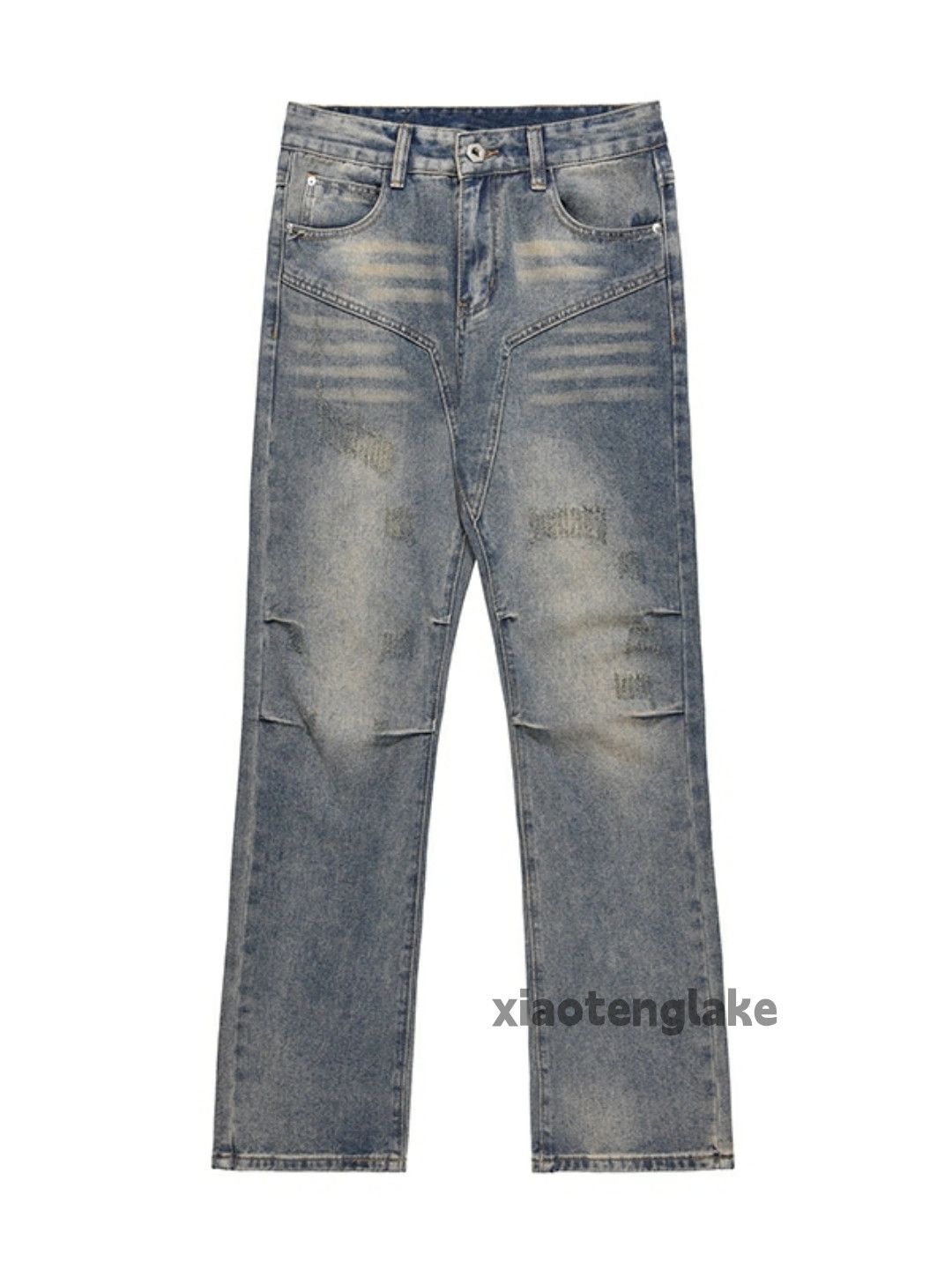 Jean × Vintage washed faded patchwork yuppie bootcut flared jeans Size US 32 / EU 48 - 4 Thumbnail