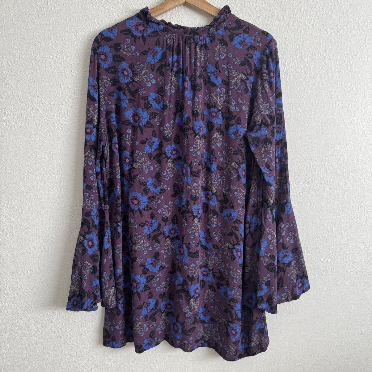 Free People FREE PEOPLE Purple Blue Boho Floral Mystery Tunic Blouse Size M / US 6-8 / IT 42-44 - 11 Thumbnail