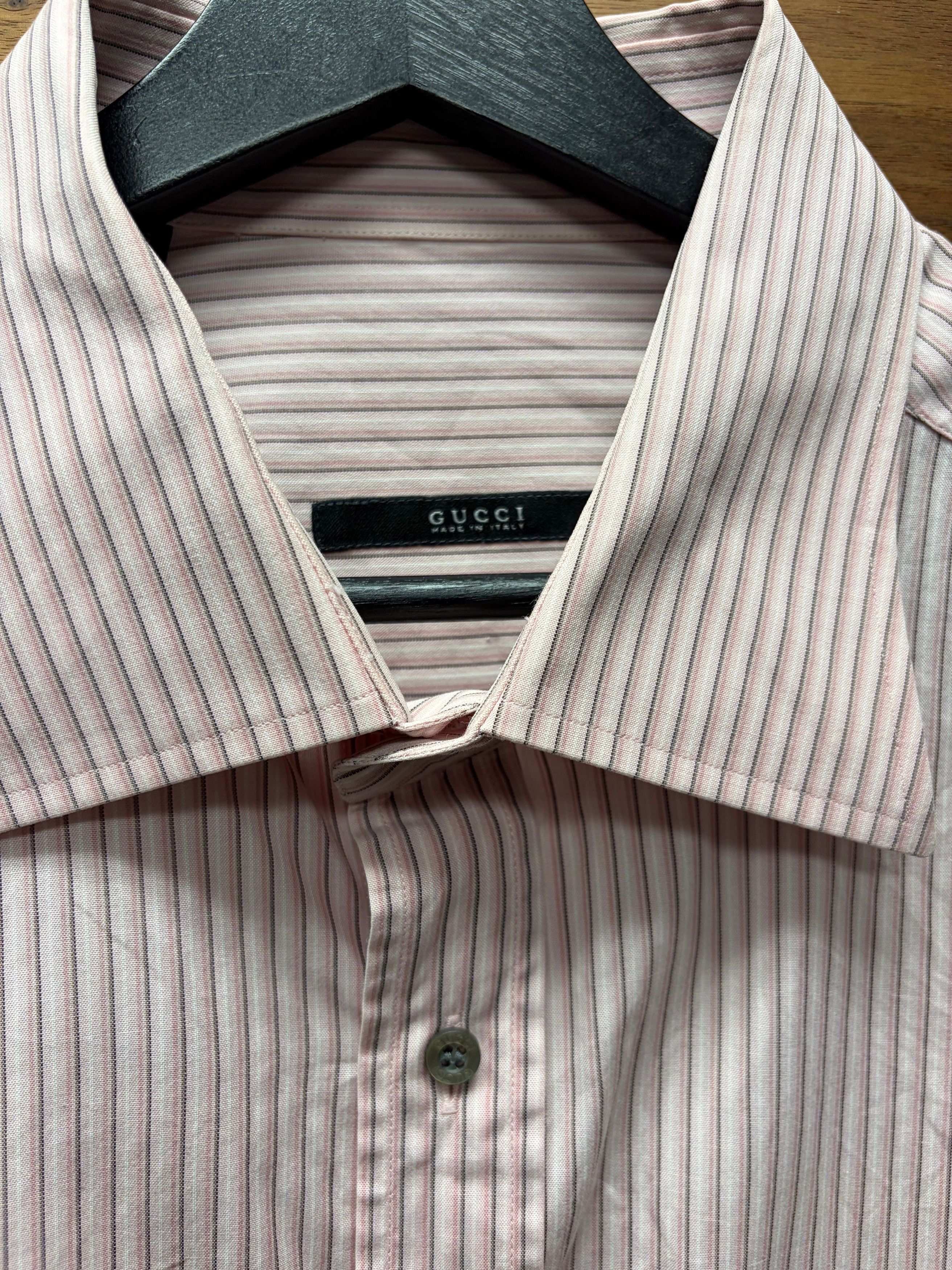 Gucci Gucci Pink/White Pinstripe Button Up Shirt Size US L / EU 52-54 / 3 - 2 Thumbnail