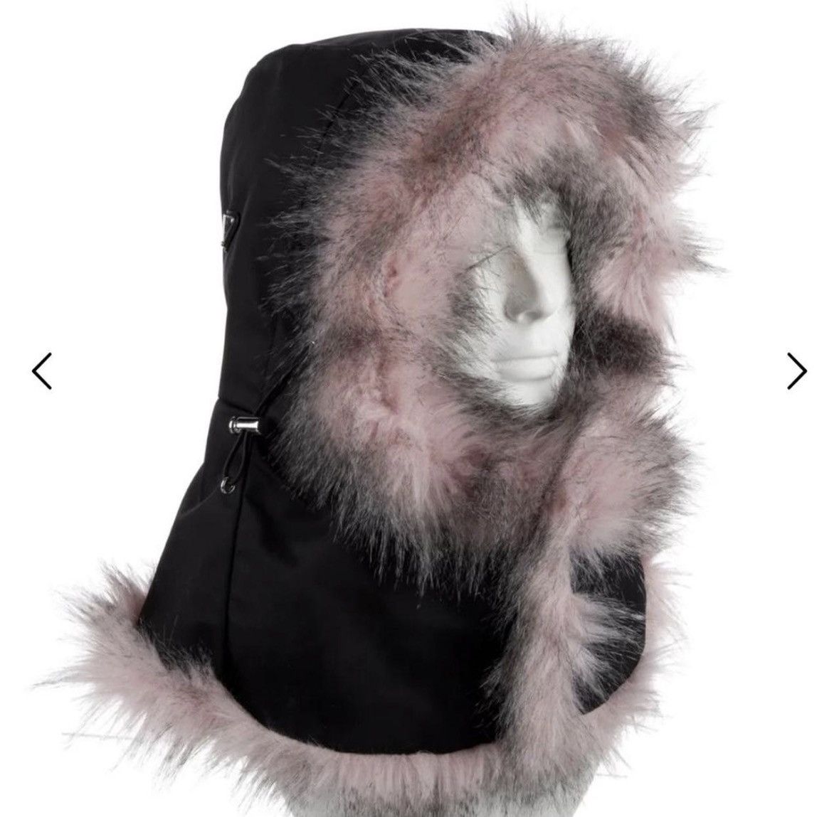 Prada Prada Re-Nylon hat with pink and black fur trim Size ONE SIZE - 1 Thumbnail
